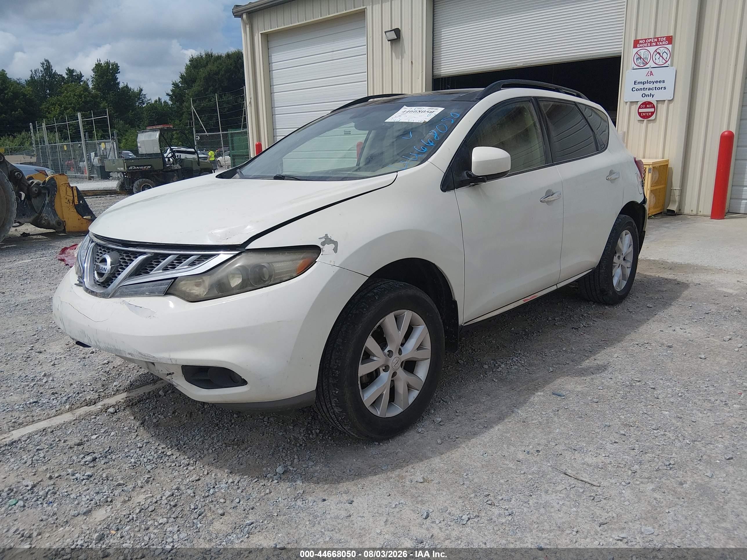 2013 Nissan Murano Sl White vin: JN8AZ1MU5DW211599