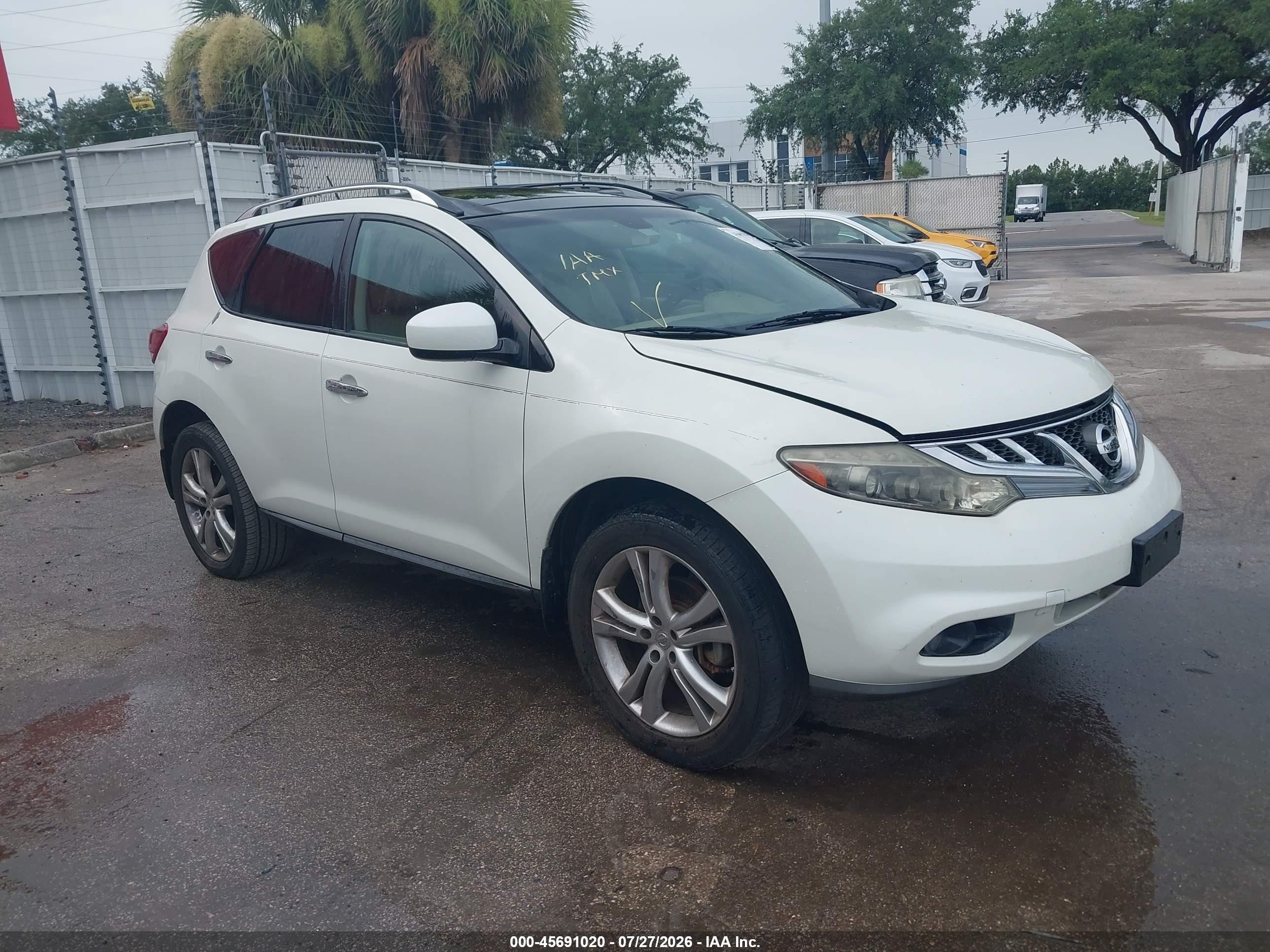 2011 Nissan Murano Le White vin: JN8AZ1MU6BW063279