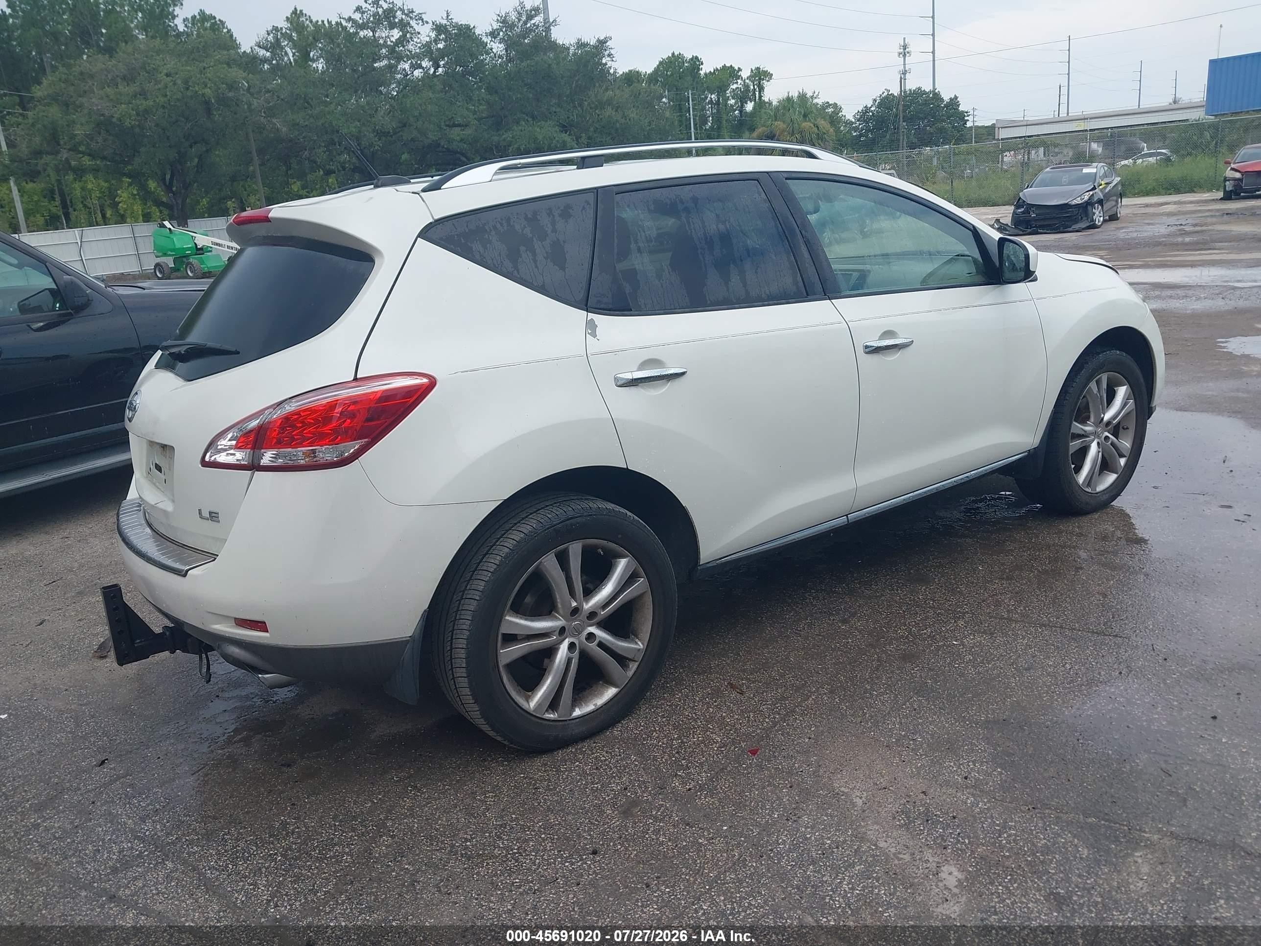 2011 Nissan Murano Le White vin: JN8AZ1MU6BW063279