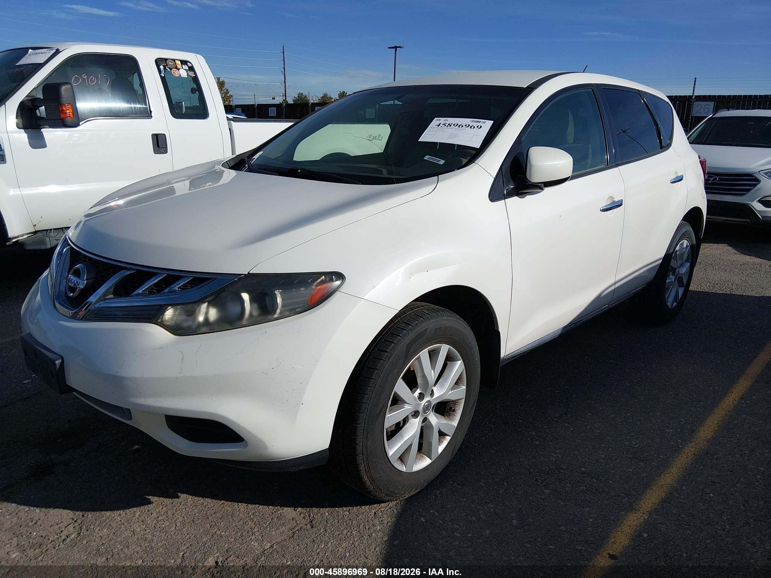 2012 Nissan Murano S White vin: JN8AZ1MU6CW105256