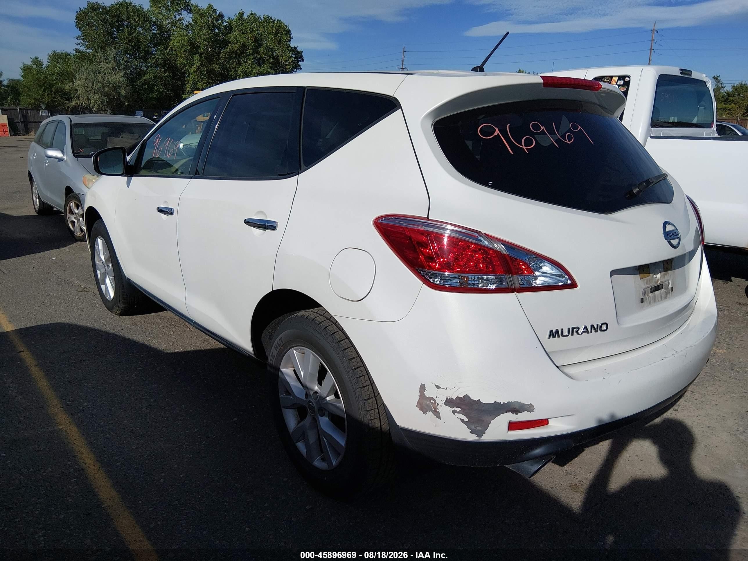 2012 Nissan Murano S White vin: JN8AZ1MU6CW105256