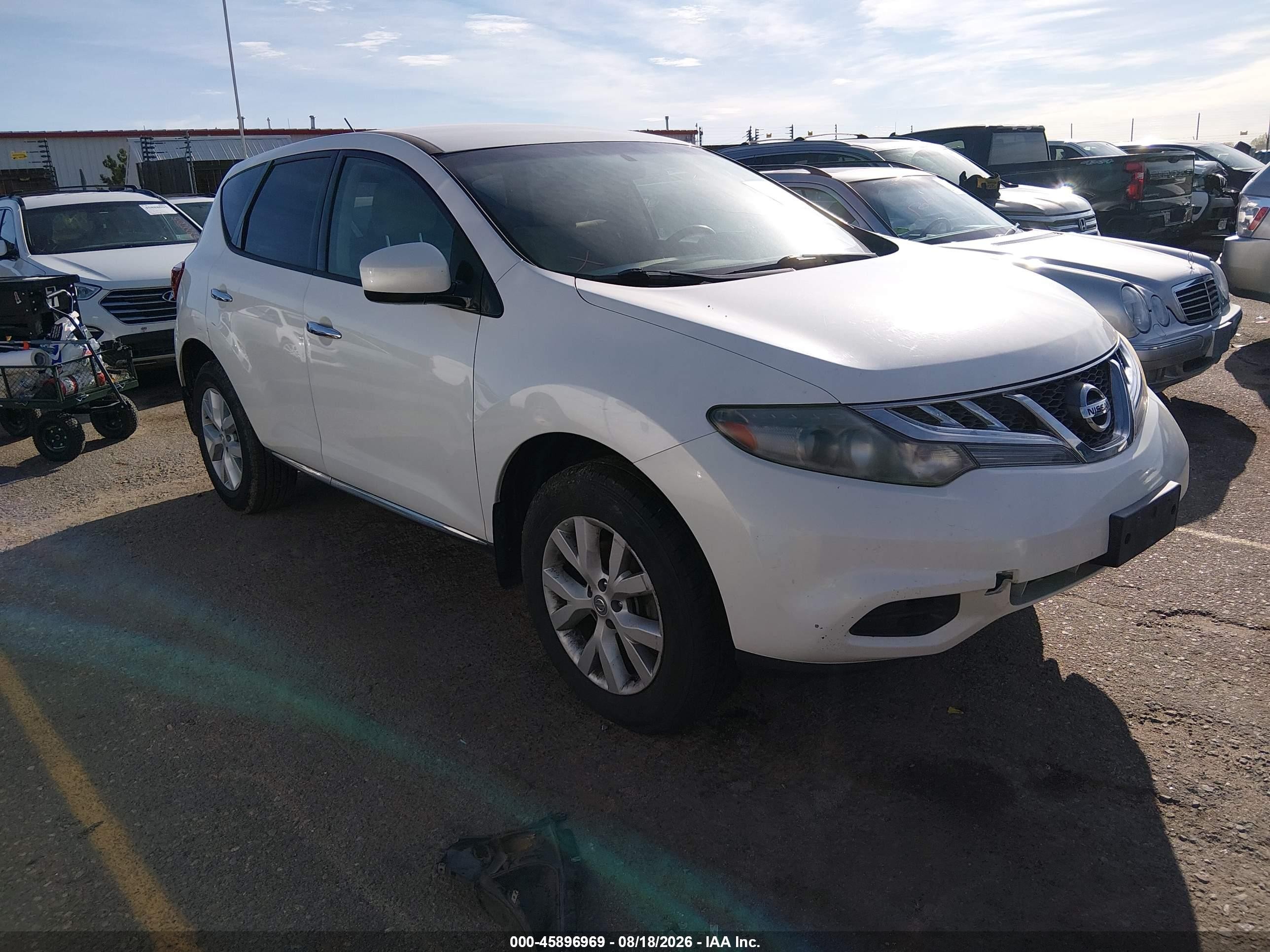 2012 Nissan Murano S White vin: JN8AZ1MU6CW105256