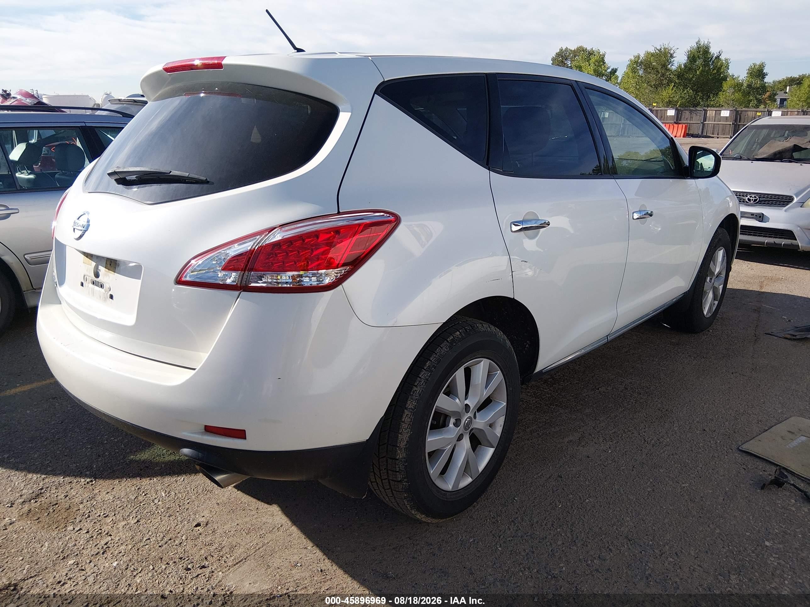 2012 Nissan Murano S White vin: JN8AZ1MU6CW105256