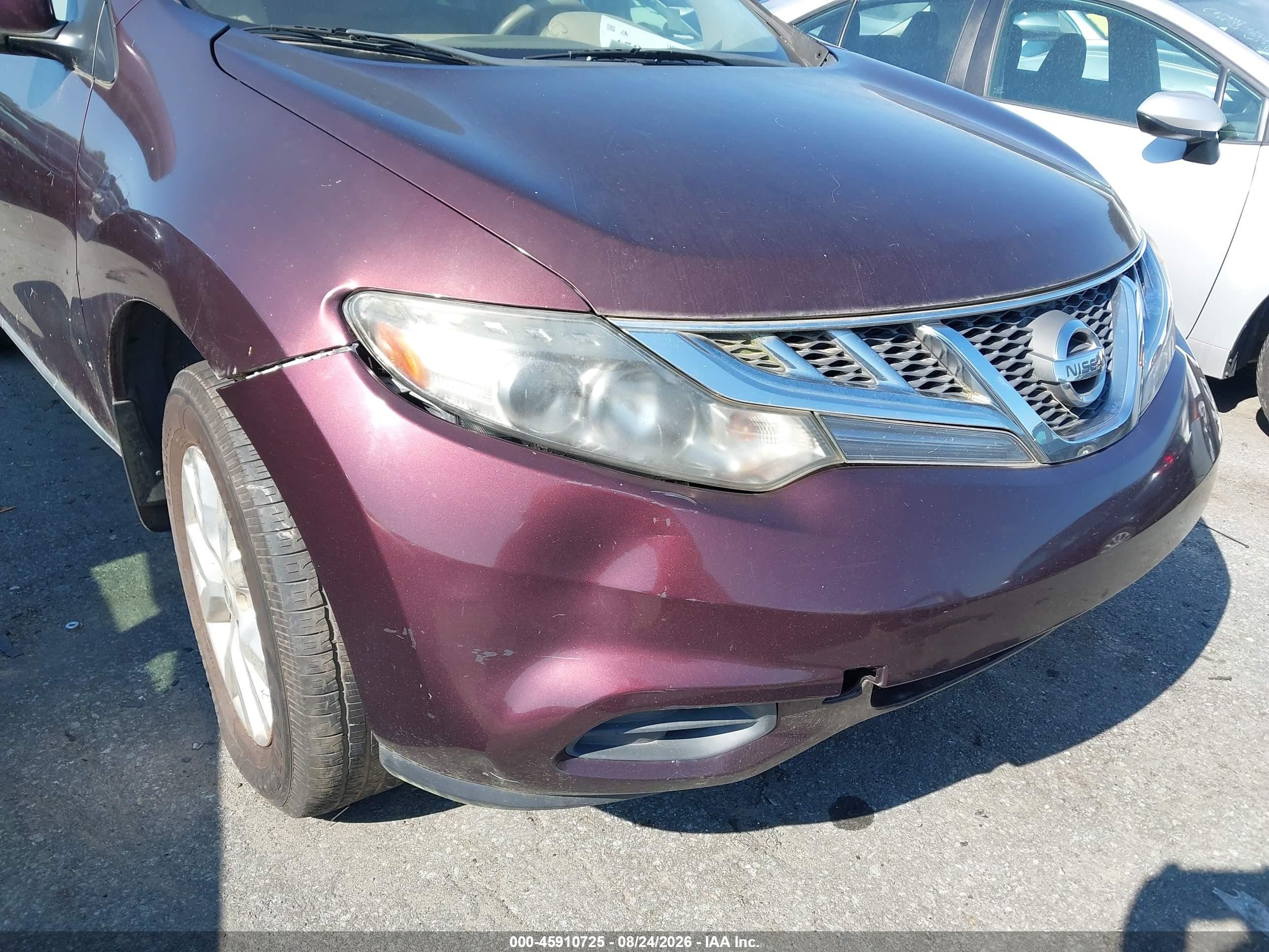 2013 Nissan Murano S Фиолетовый vin: JN8AZ1MU6DW209182