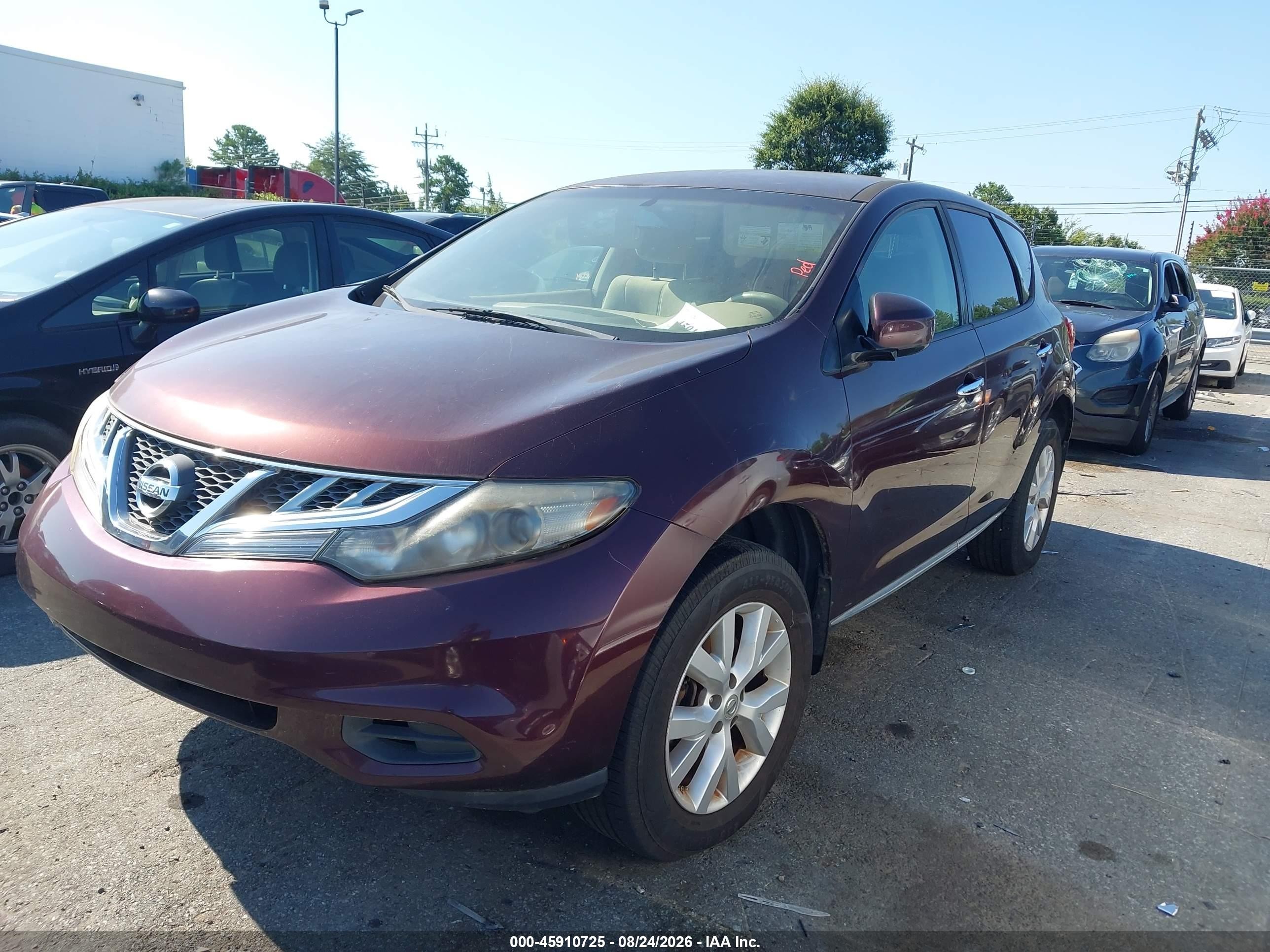 2013 Nissan Murano S Фиолетовый vin: JN8AZ1MU6DW209182
