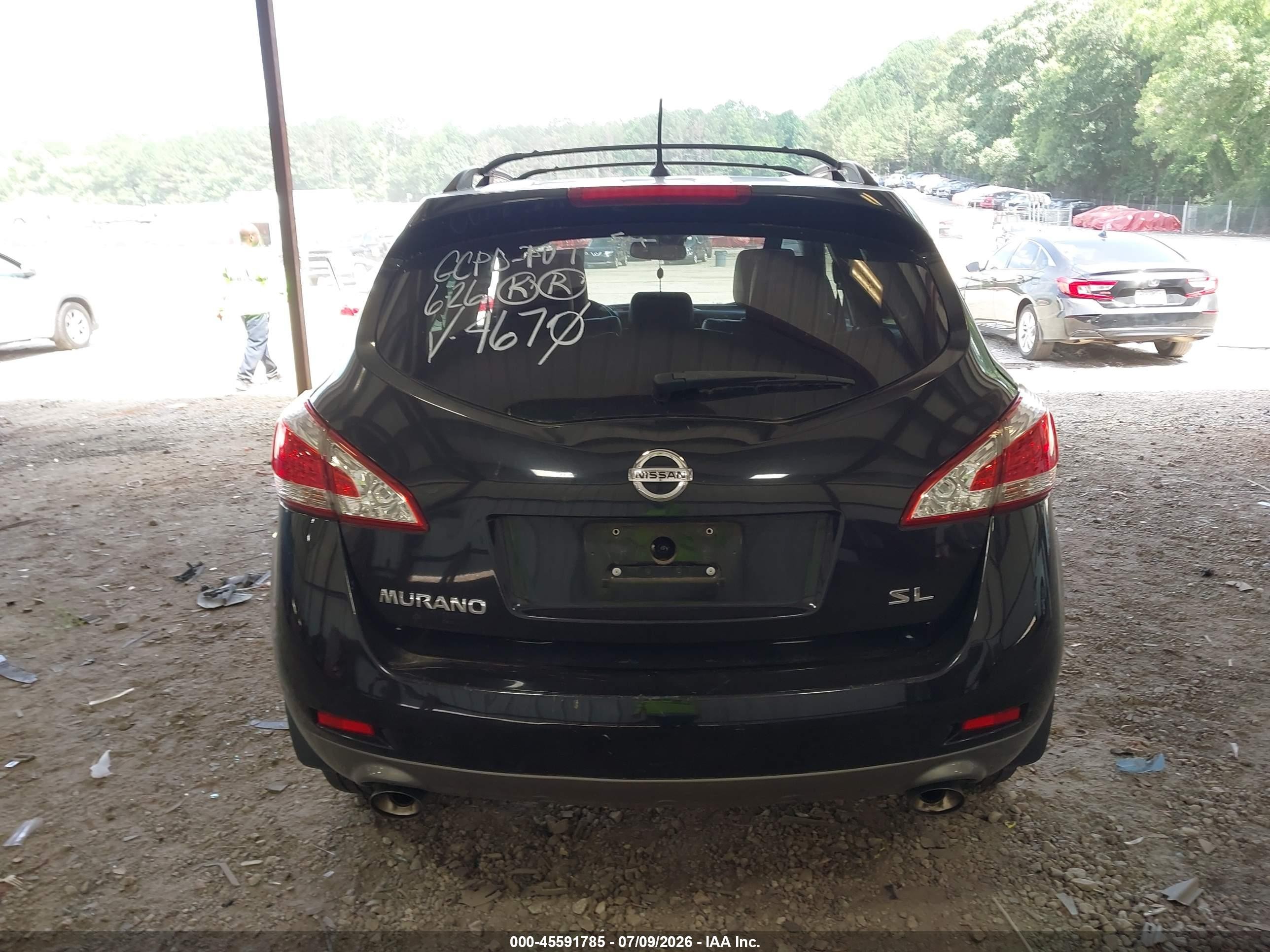 2014 Nissan Murano Sl Black vin: JN8AZ1MU6EW404670