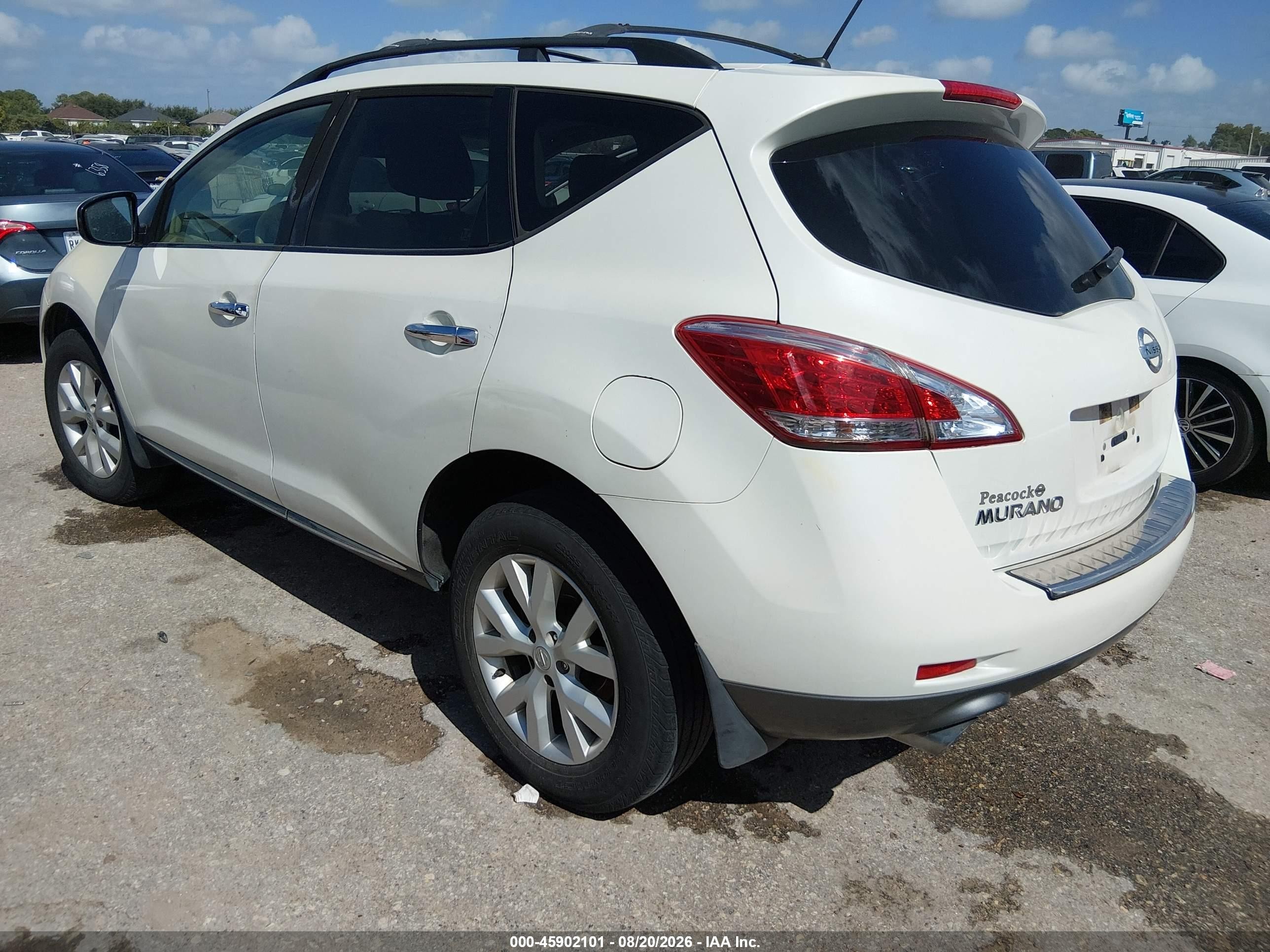 2011 Nissan Murano Sl White vin: JN8AZ1MU7BW068507