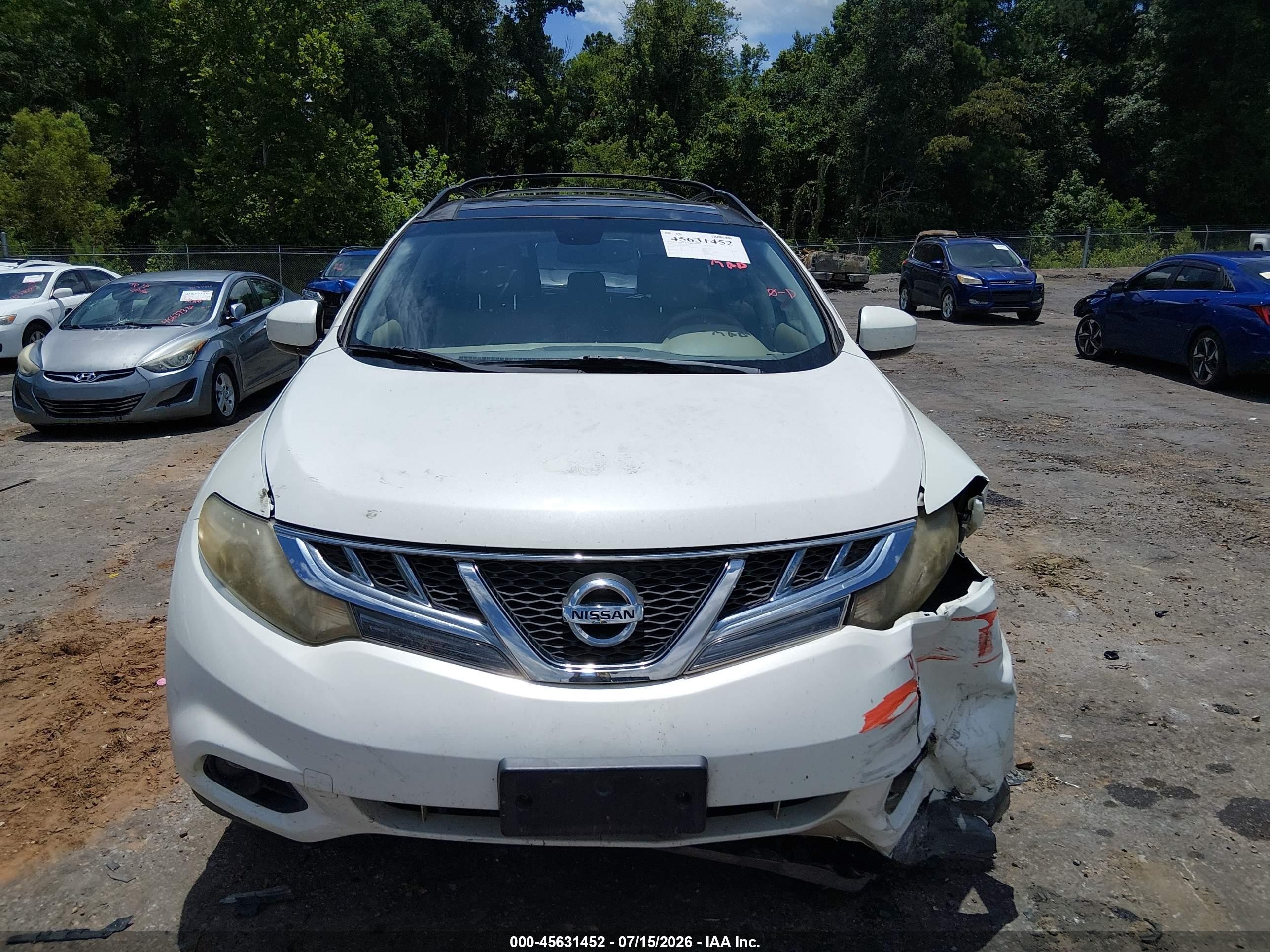 2011 Nissan Murano Sl White vin: JN8AZ1MU7BW070158