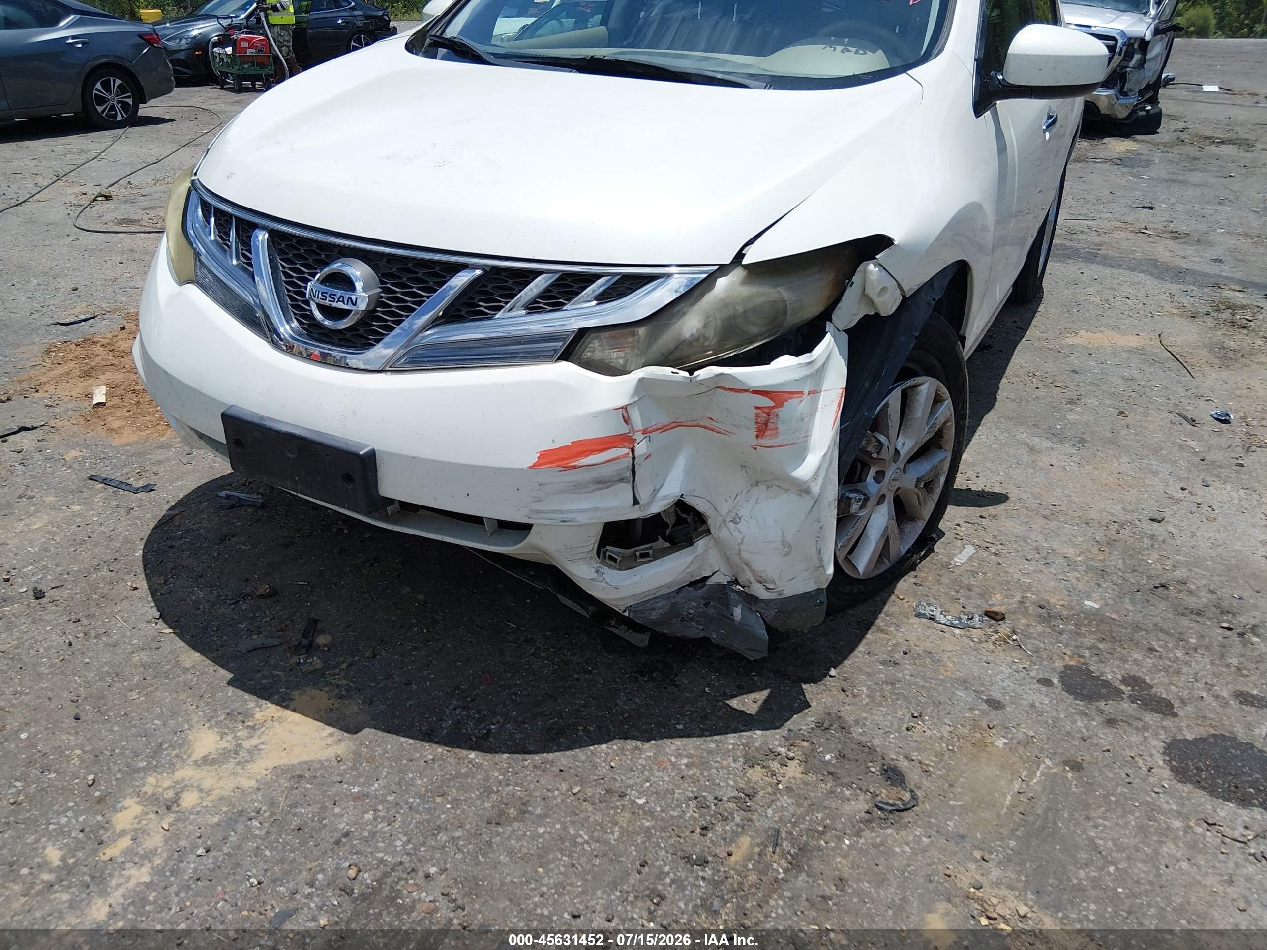 2011 Nissan Murano Sl White vin: JN8AZ1MU7BW070158