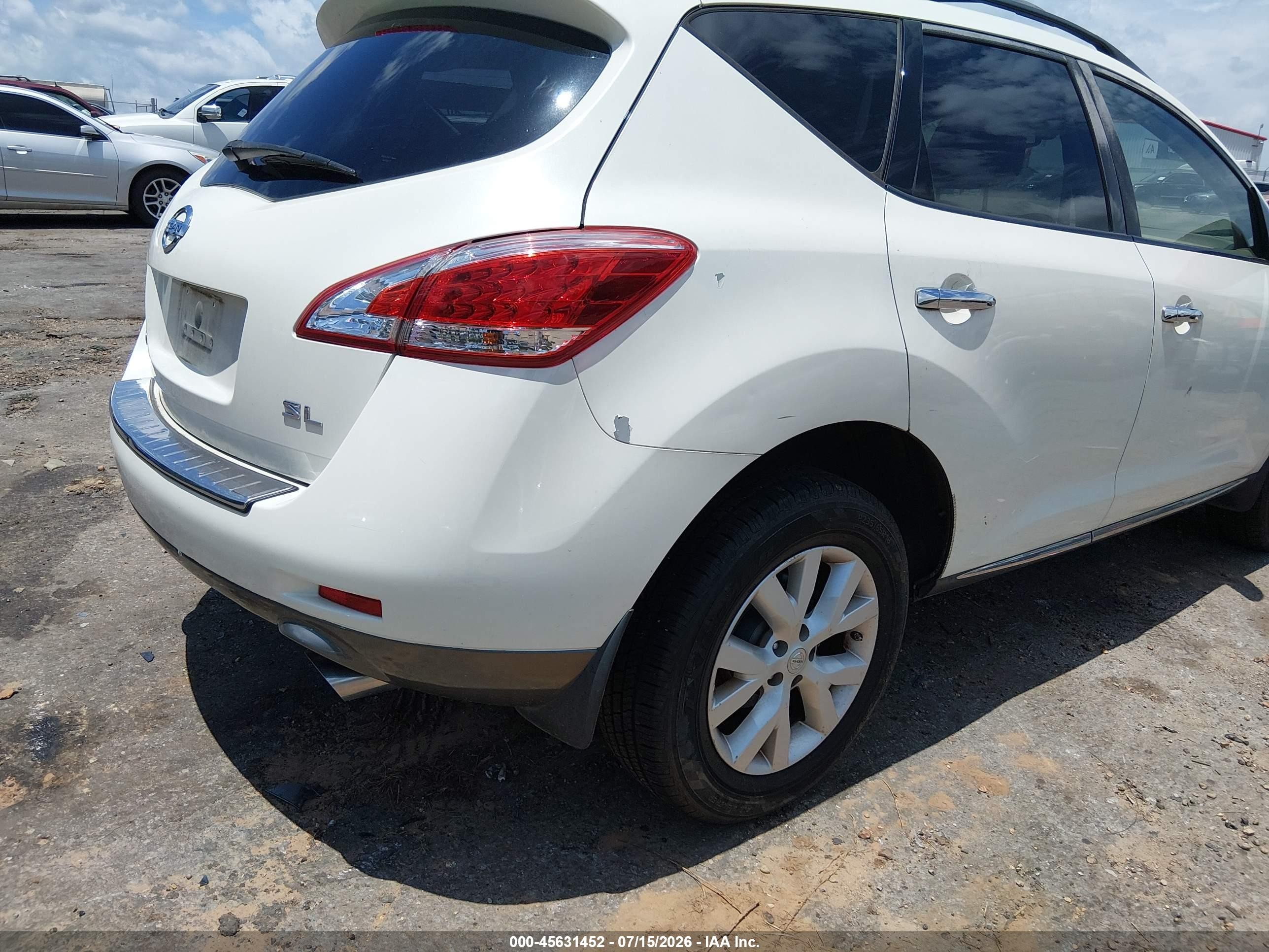 2011 Nissan Murano Sl White vin: JN8AZ1MU7BW070158