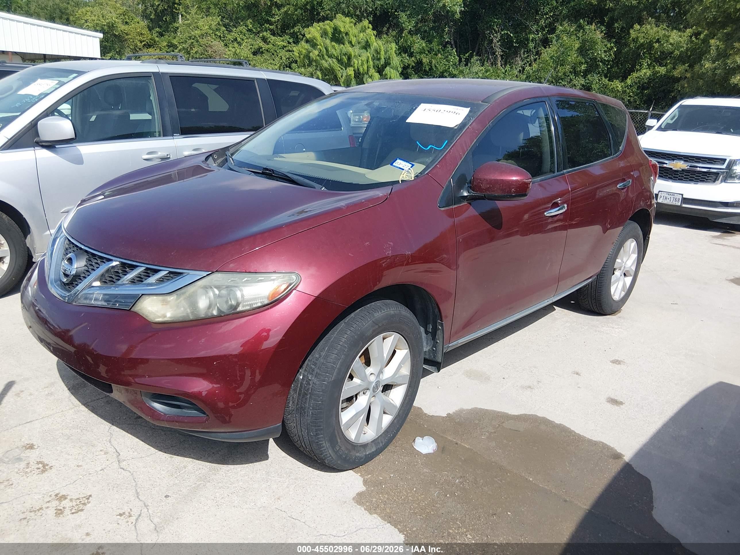 2012 Nissan Murano S Burgundy vin: JN8AZ1MU7CW101801
