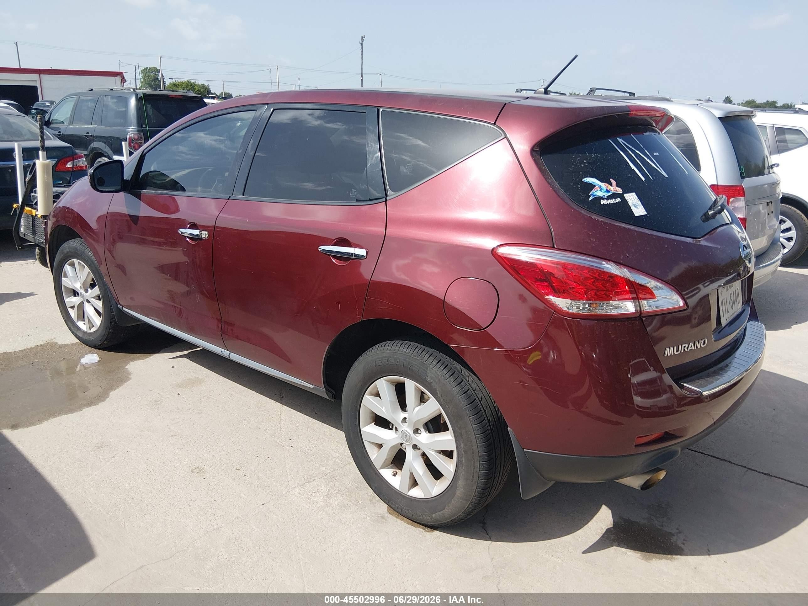 2012 Nissan Murano S Burgundy vin: JN8AZ1MU7CW101801