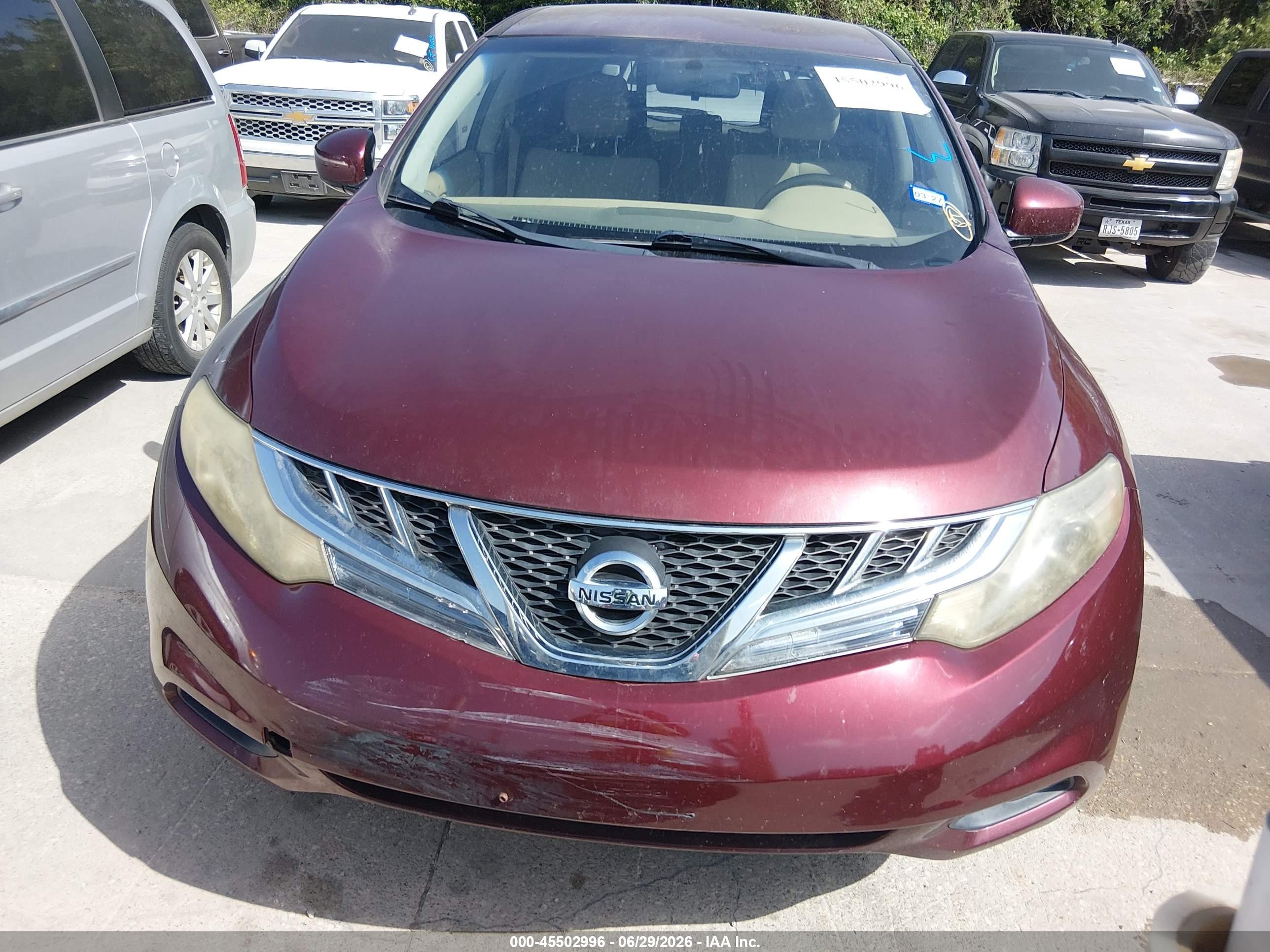 2012 Nissan Murano S Burgundy vin: JN8AZ1MU7CW101801