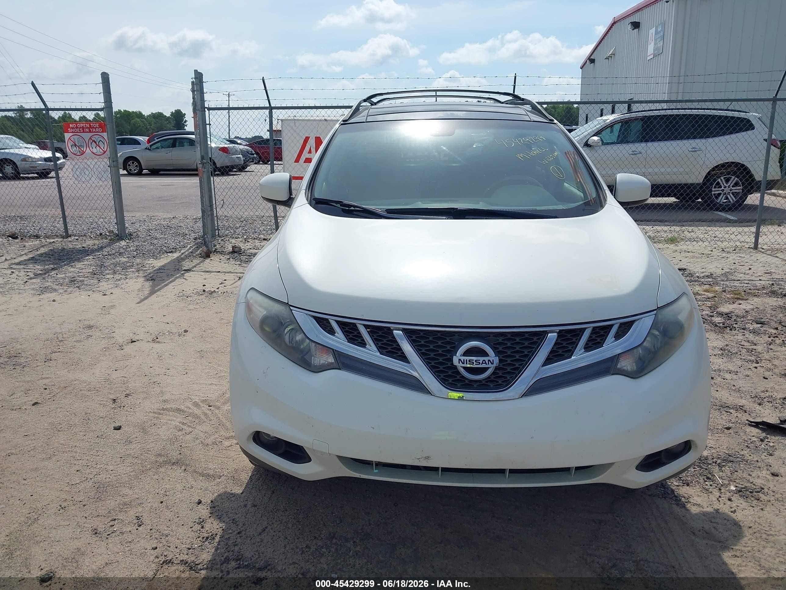 2014 Nissan Murano Sl White vin: JN8AZ1MU7EW416438