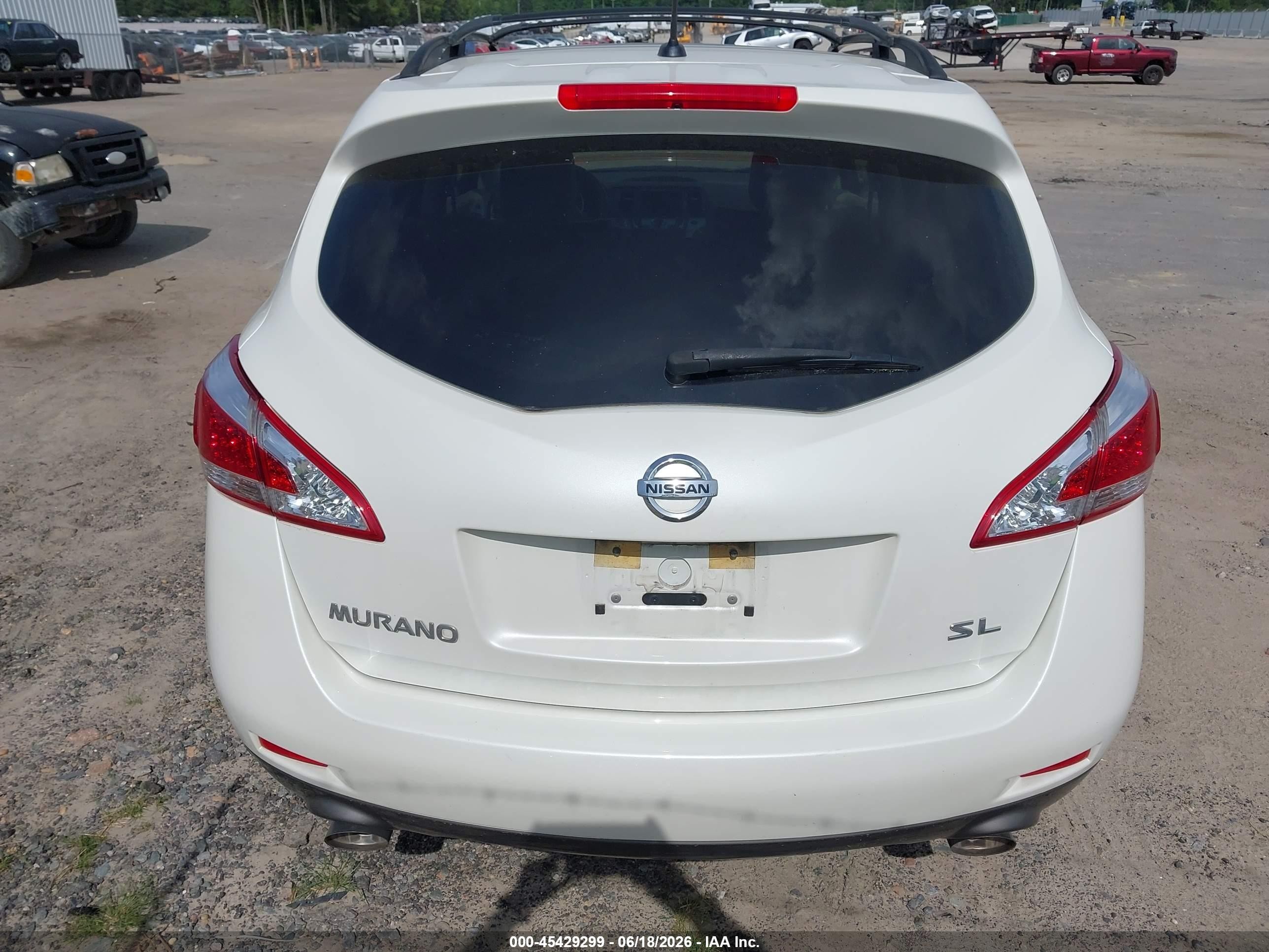 2014 Nissan Murano Sl White vin: JN8AZ1MU7EW416438