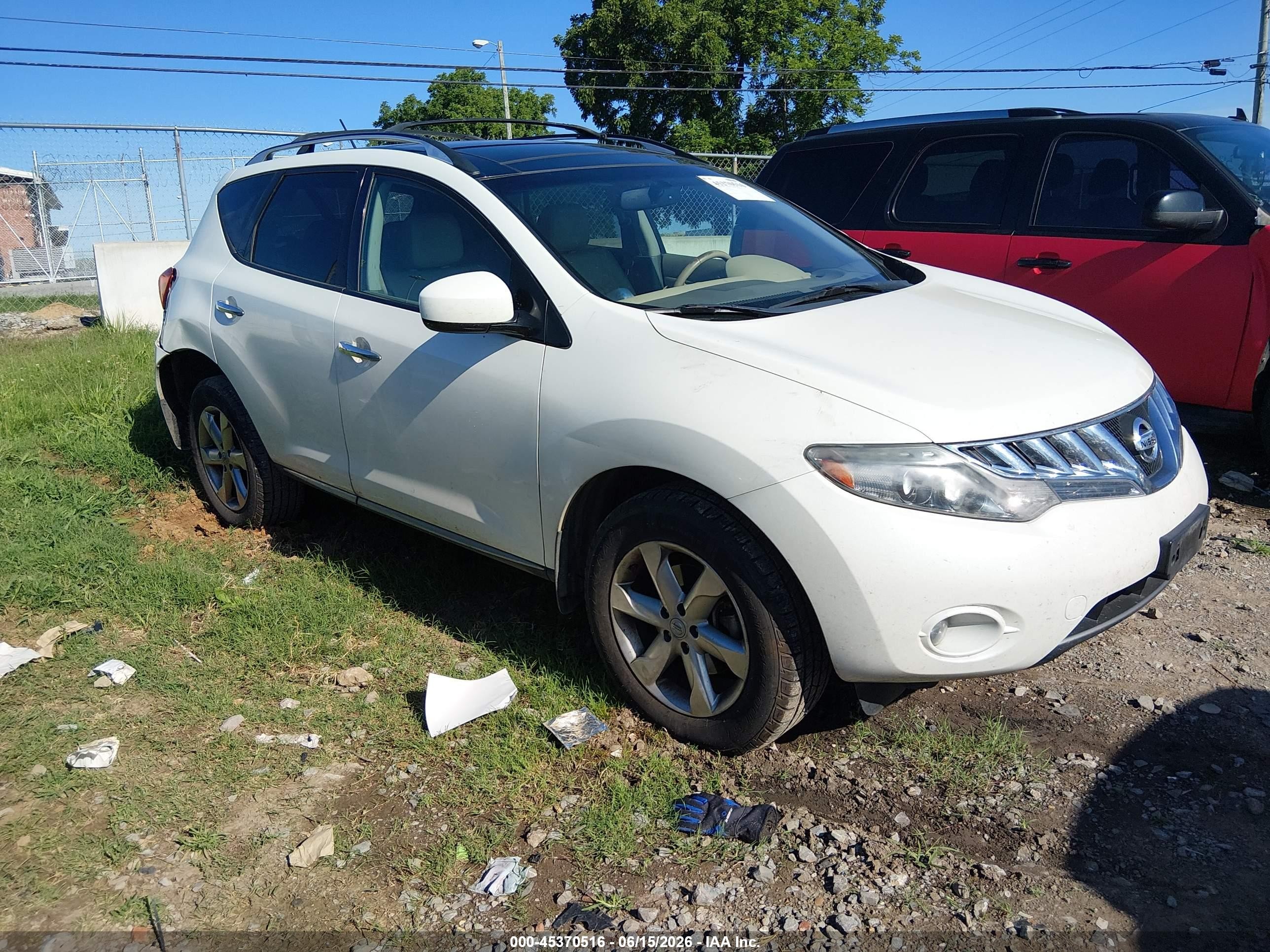 2010 Nissan Murano Sl White vin: JN8AZ1MU8AW013384
