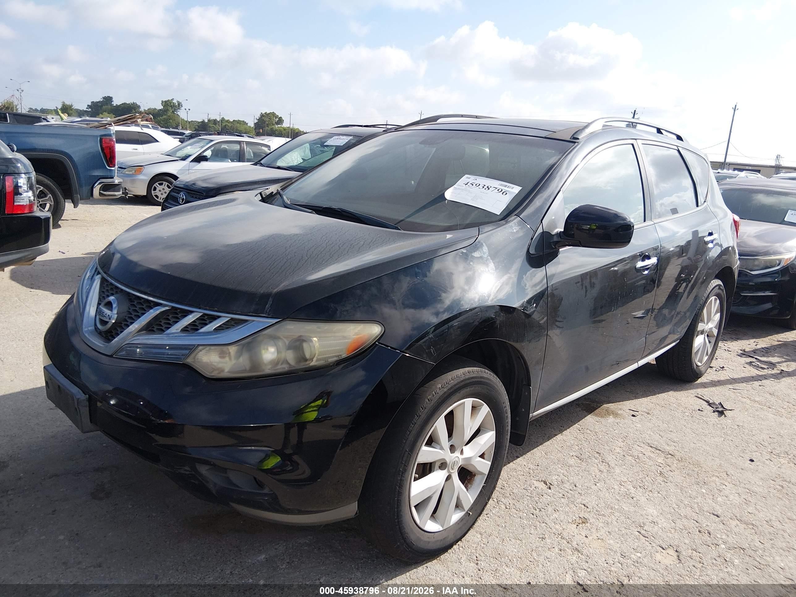 2012 Nissan Murano Sl Black vin: JN8AZ1MU8CW112984