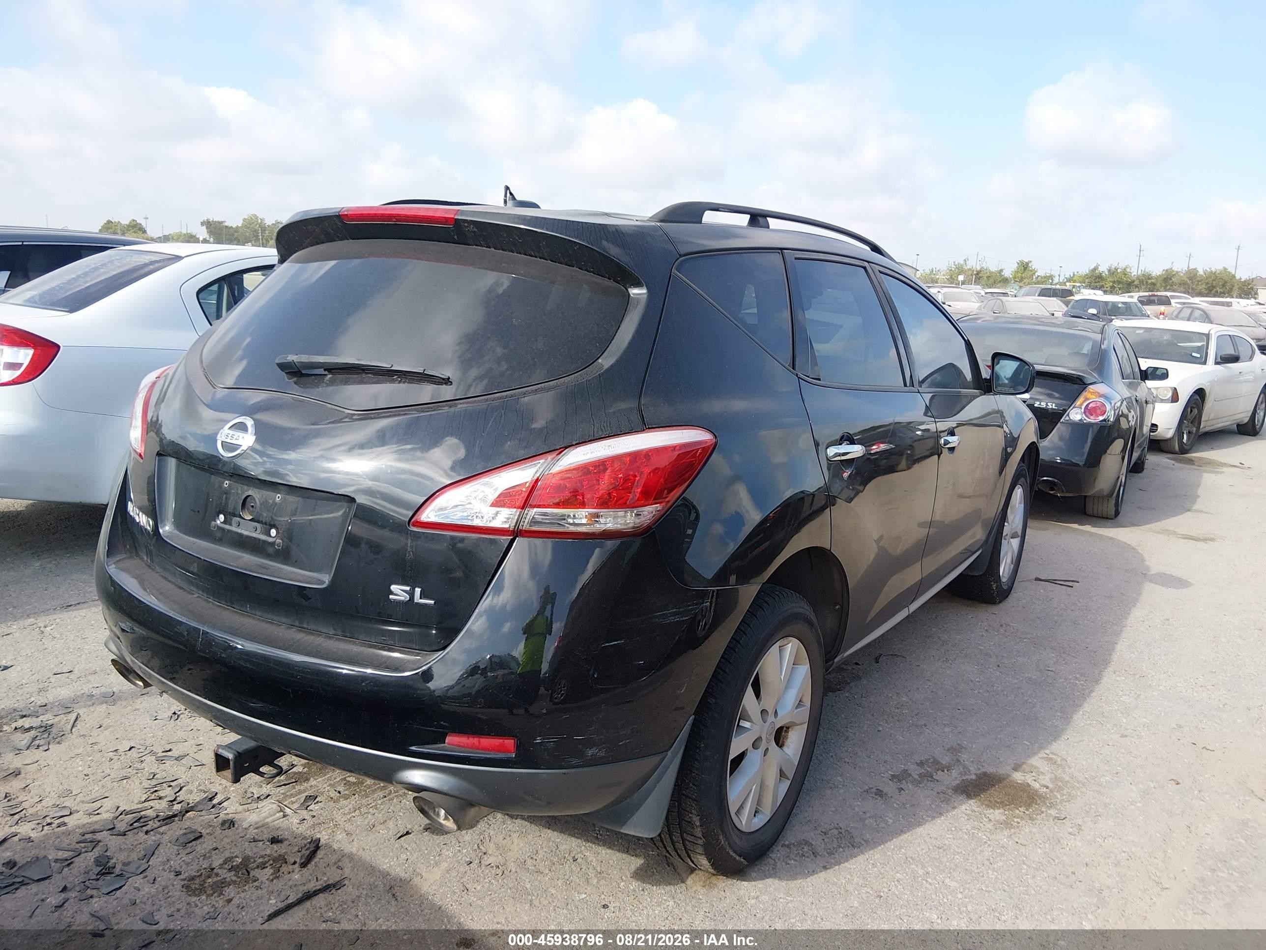 2012 Nissan Murano Sl Black vin: JN8AZ1MU8CW112984