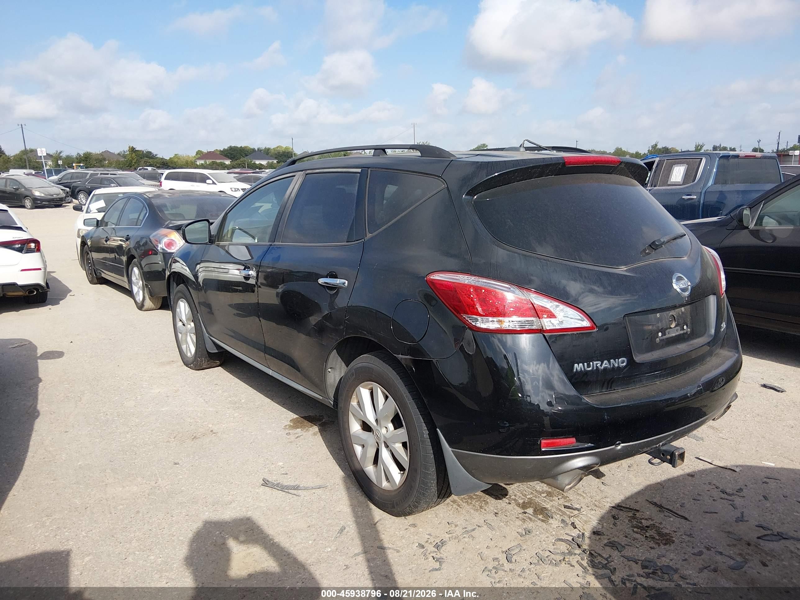 2012 Nissan Murano Sl Black vin: JN8AZ1MU8CW112984