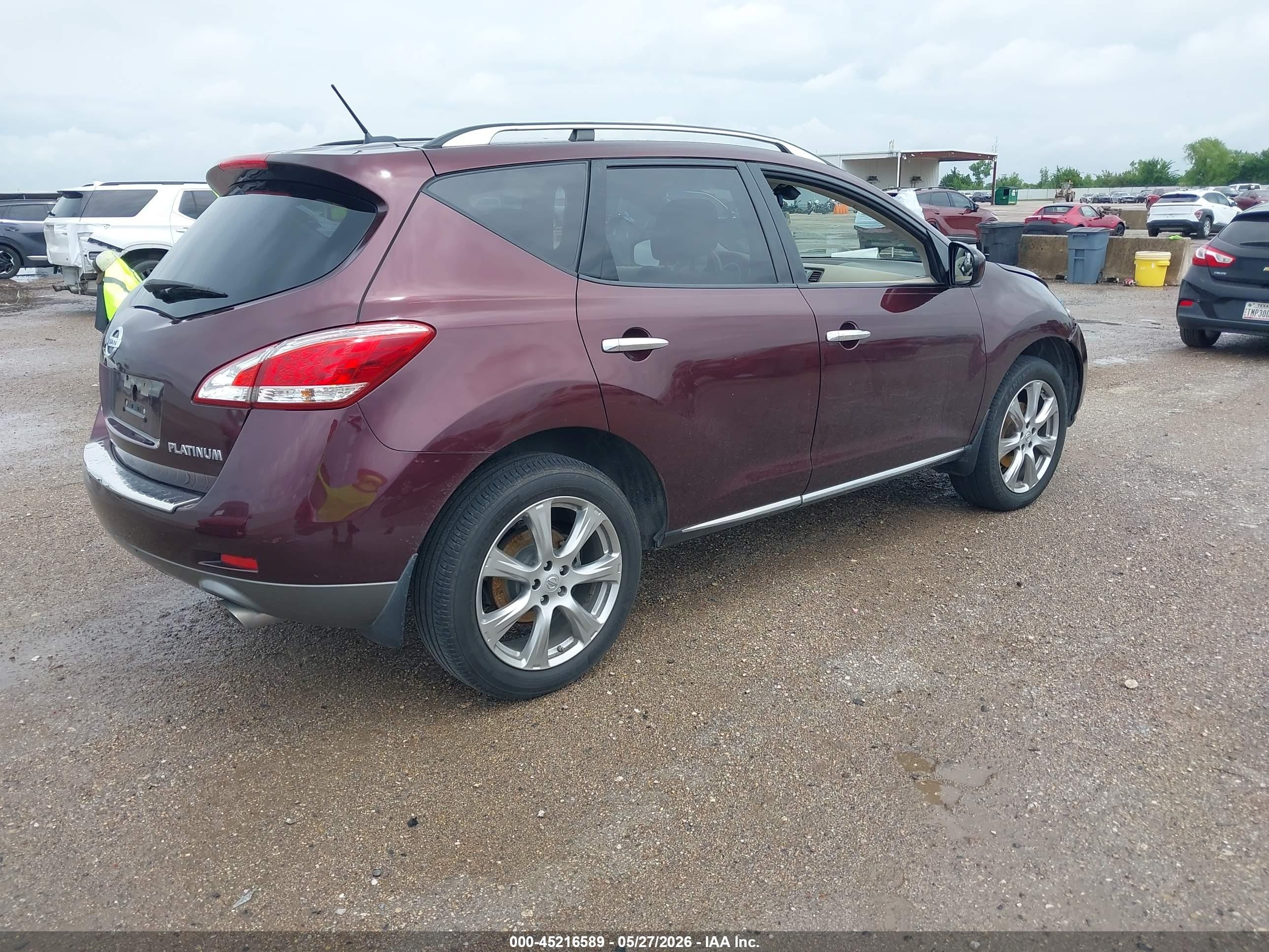 2013 Nissan Murano Le Maroon vin: JN8AZ1MU8DW201259