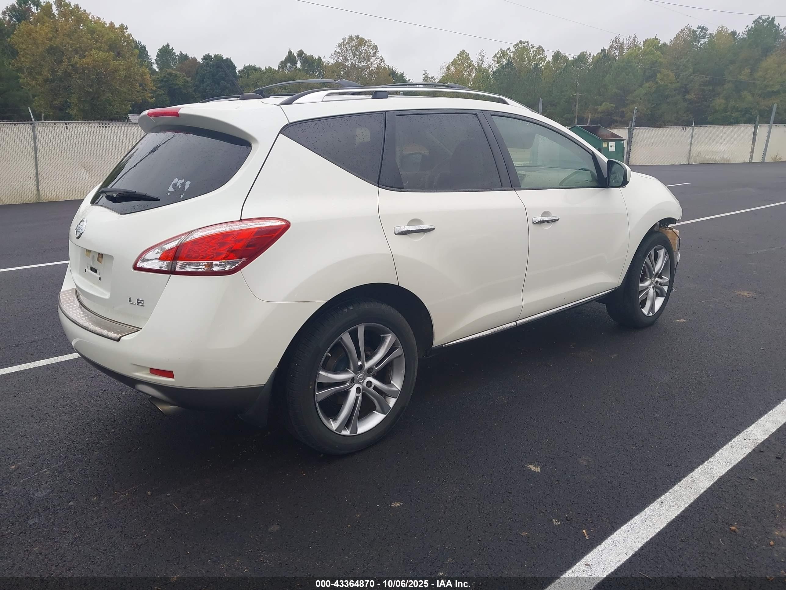 2011 Nissan Murano Le White vin: JN8AZ1MU9BW065656