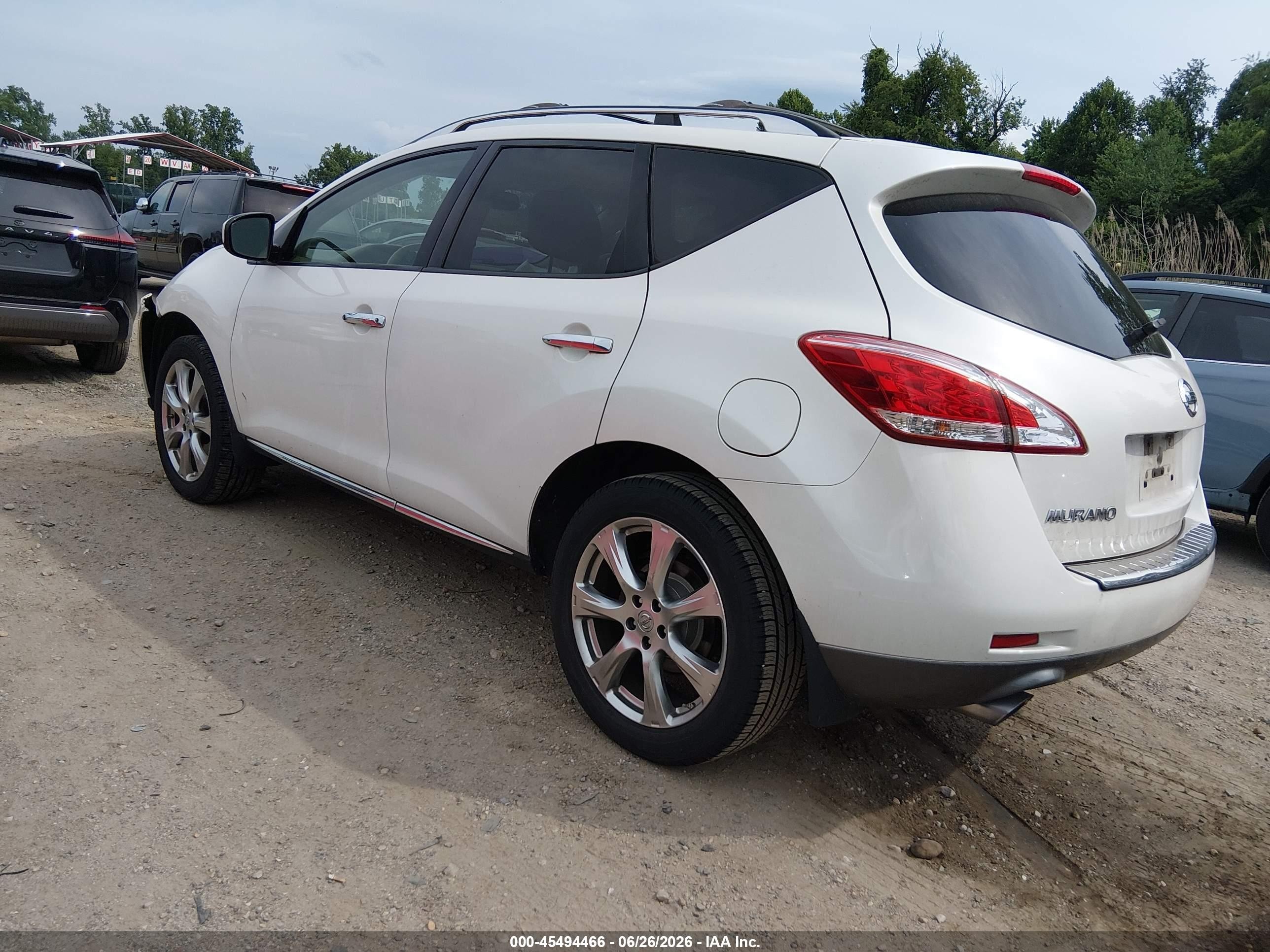 2012 Nissan Murano Le White vin: JN8AZ1MU9CW108622