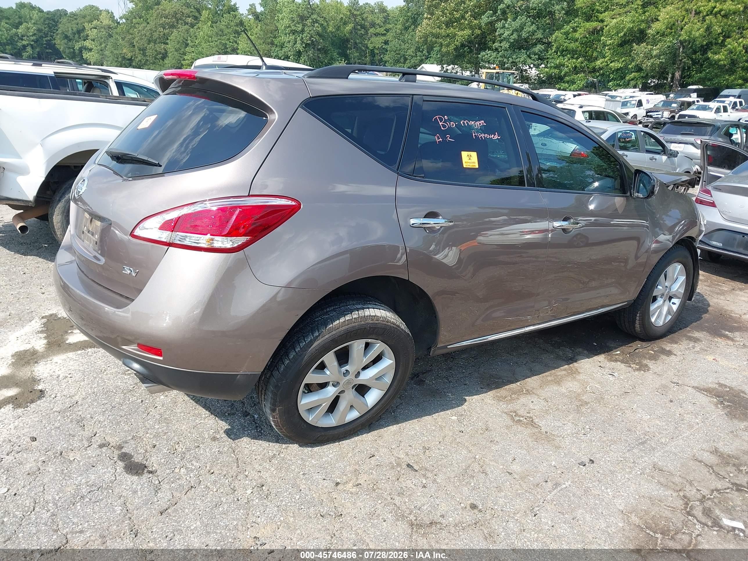 2014 Nissan Murano Sv Brown vin: JN8AZ1MU9EW418109