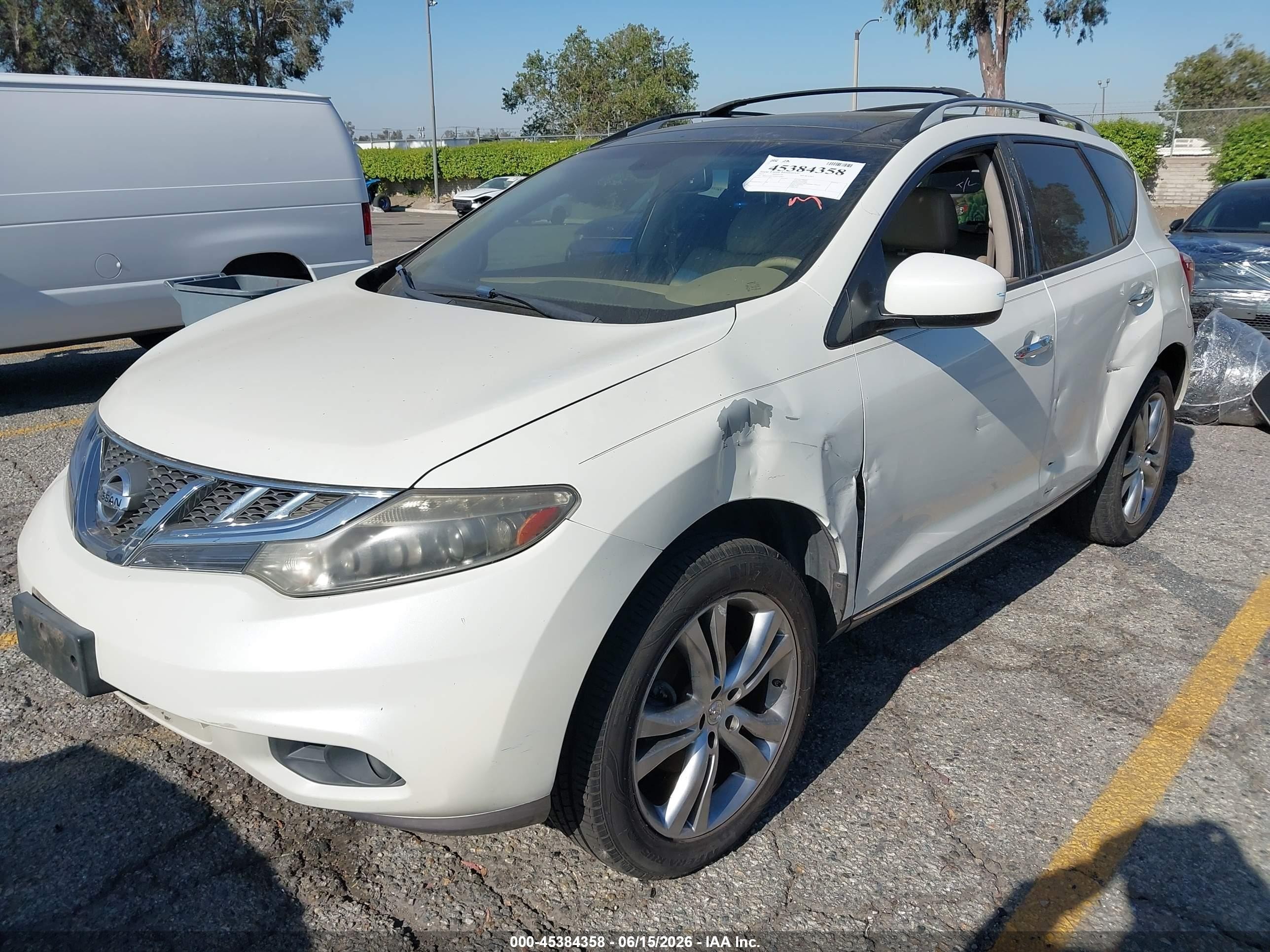 2011 Nissan Murano Le White vin: JN8AZ1MUXBW053807