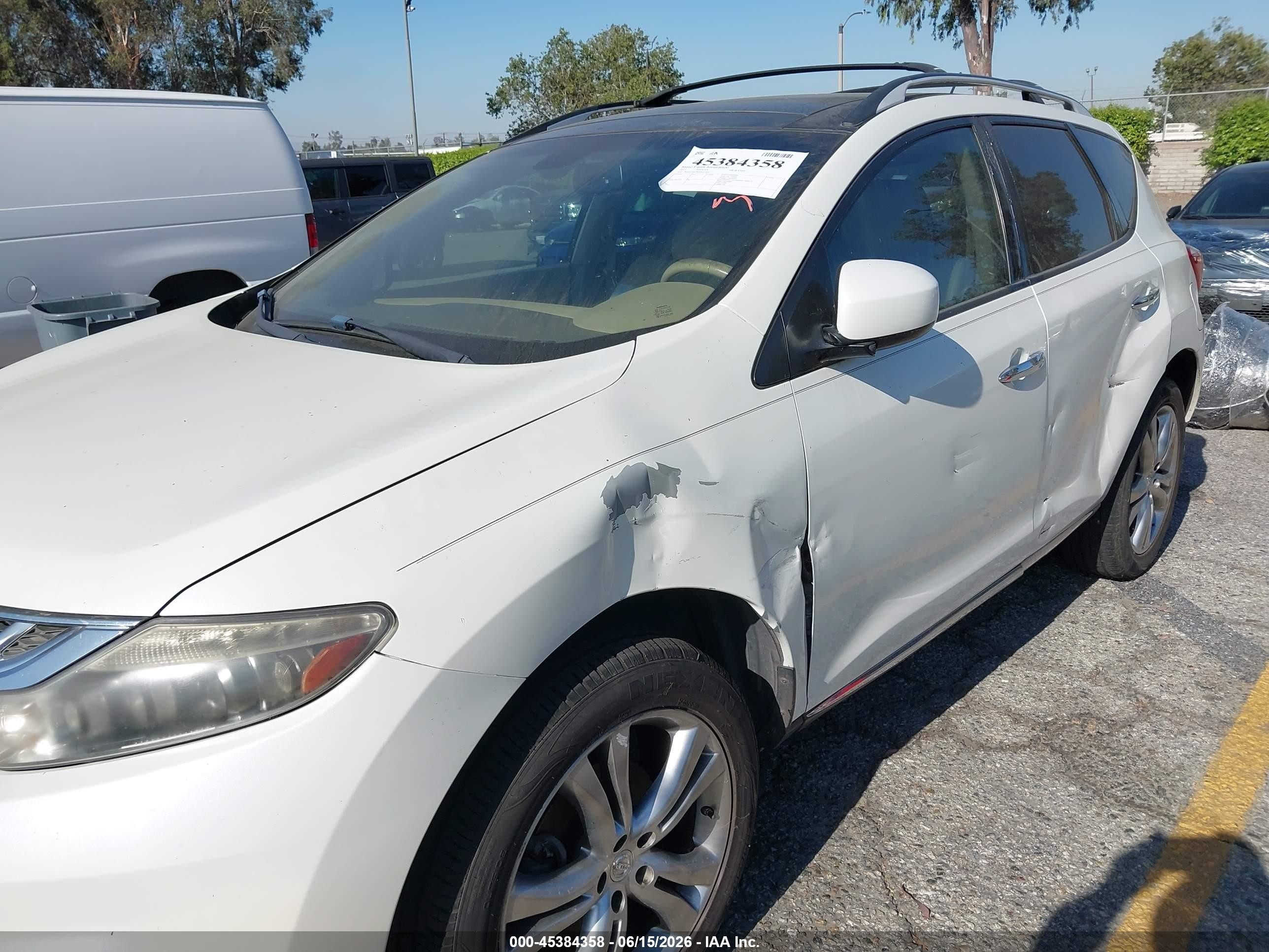 2011 Nissan Murano Le White vin: JN8AZ1MUXBW053807