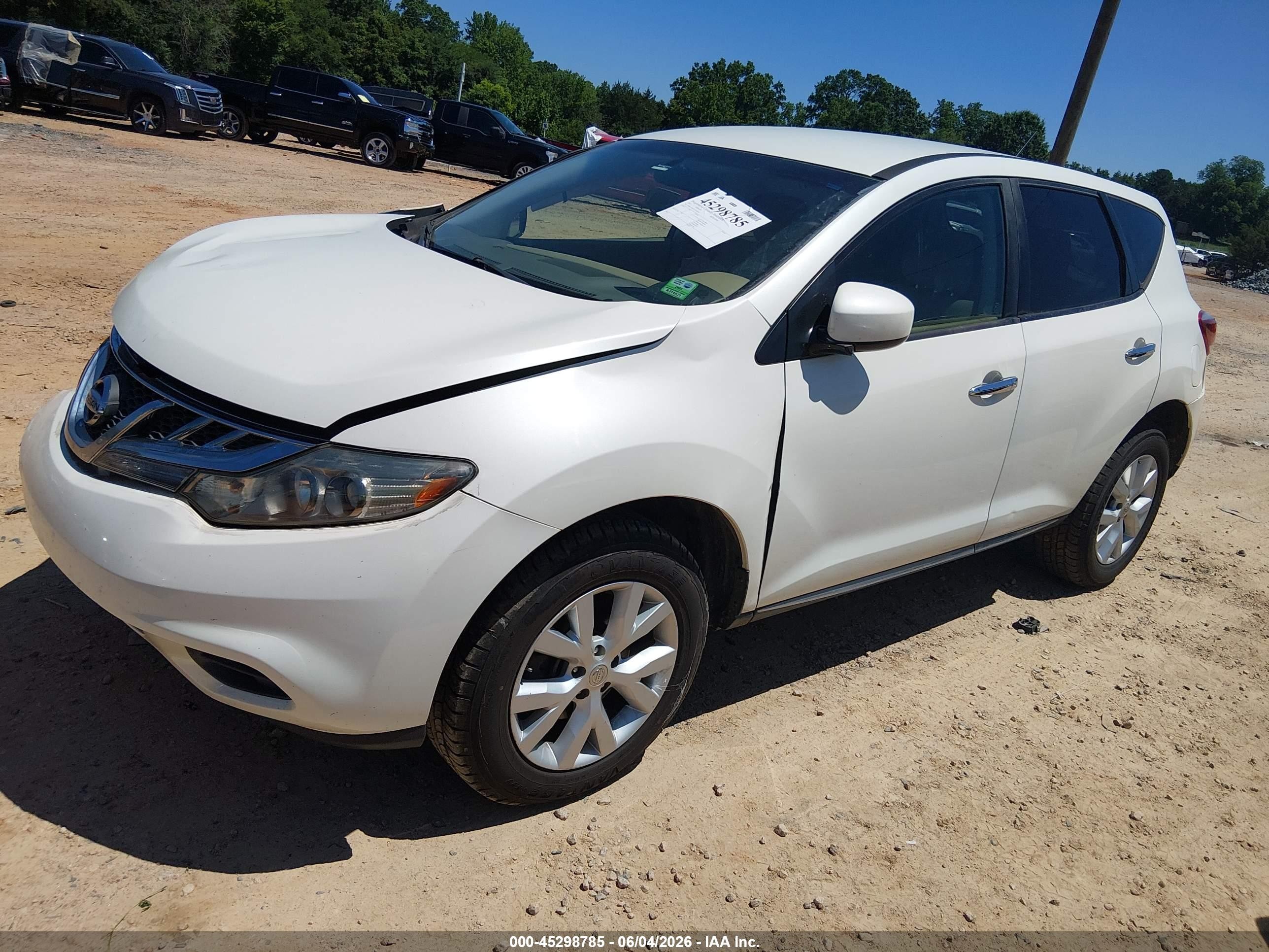 2012 Nissan Murano S White vin: JN8AZ1MUXCW109746