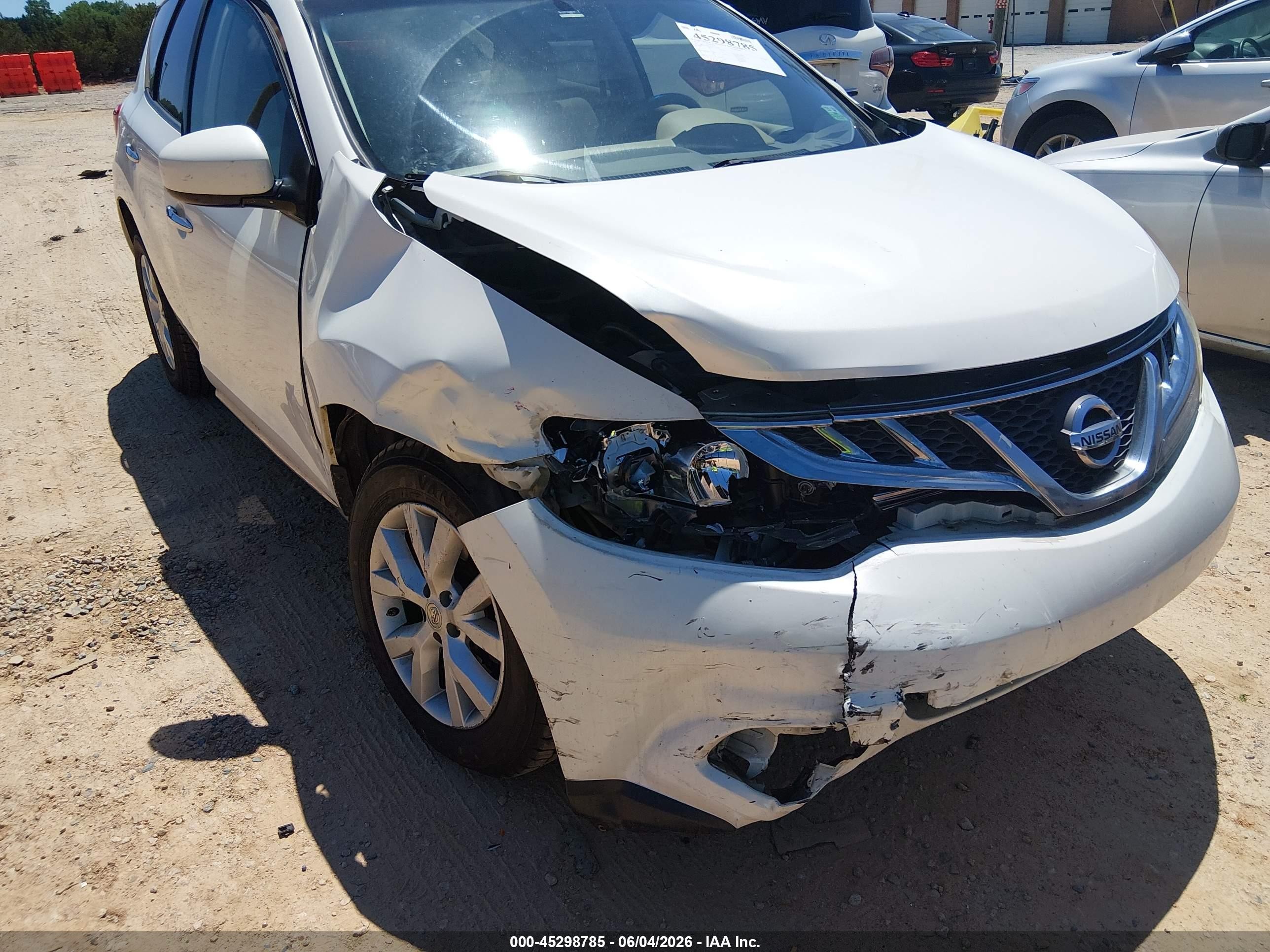 2012 Nissan Murano S White vin: JN8AZ1MUXCW109746
