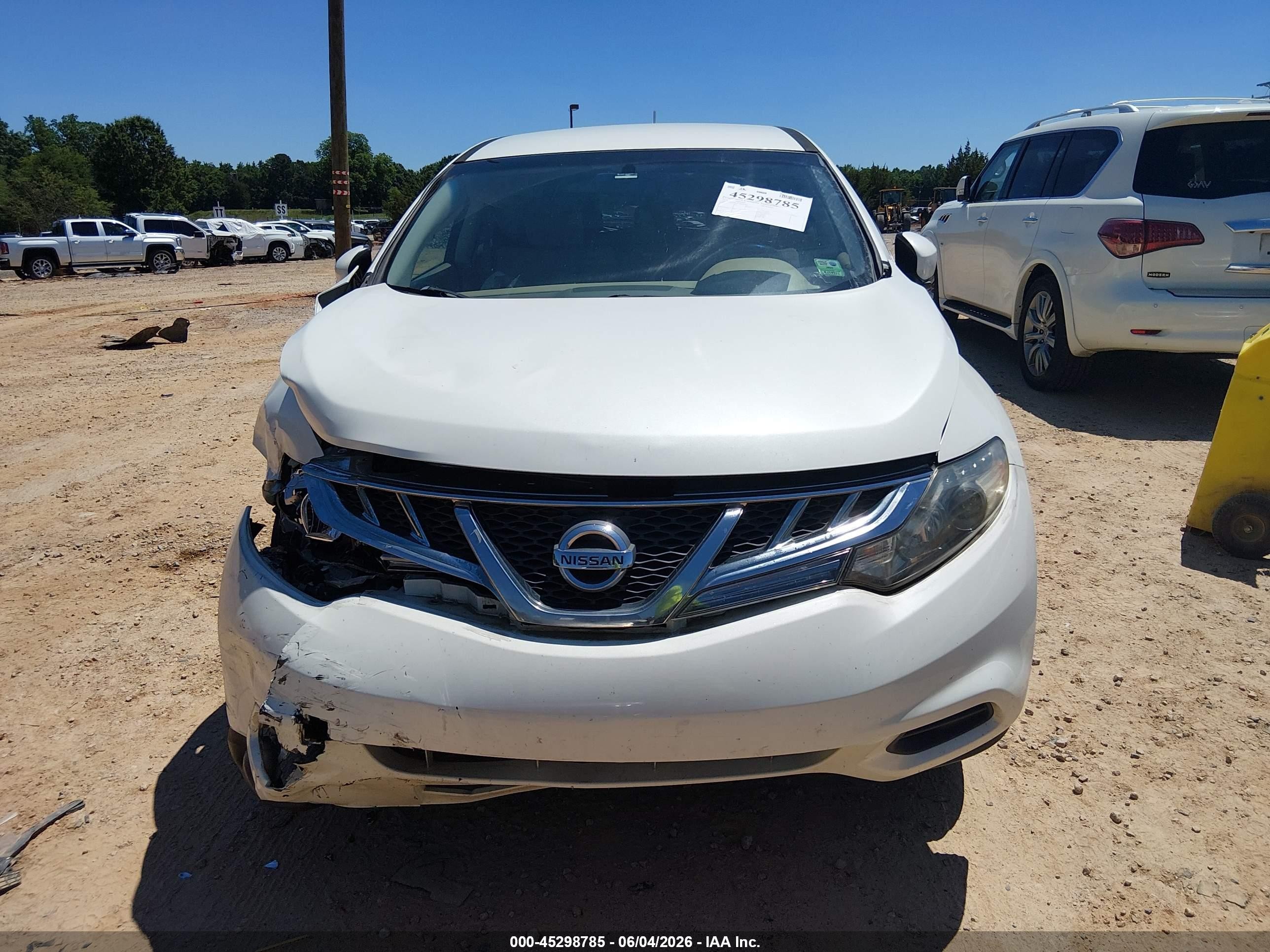 2012 Nissan Murano S White vin: JN8AZ1MUXCW109746