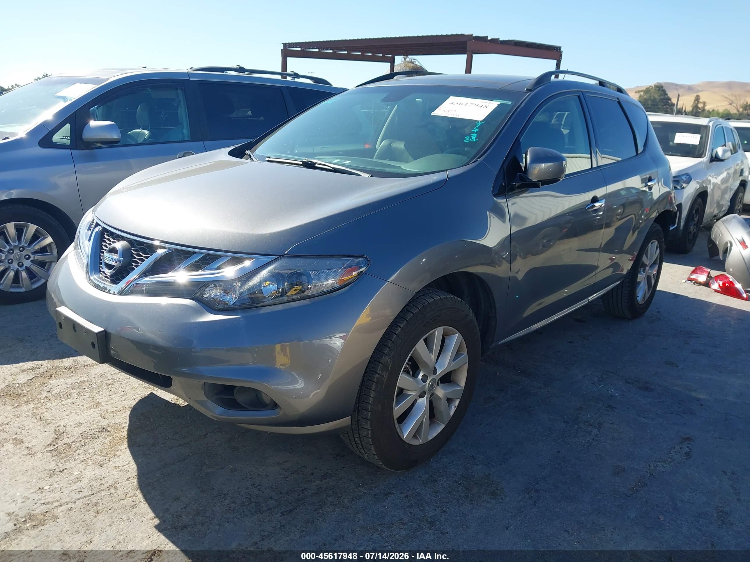 2014 Nissan Murano Sl Серый vin: JN8AZ1MUXEW403120