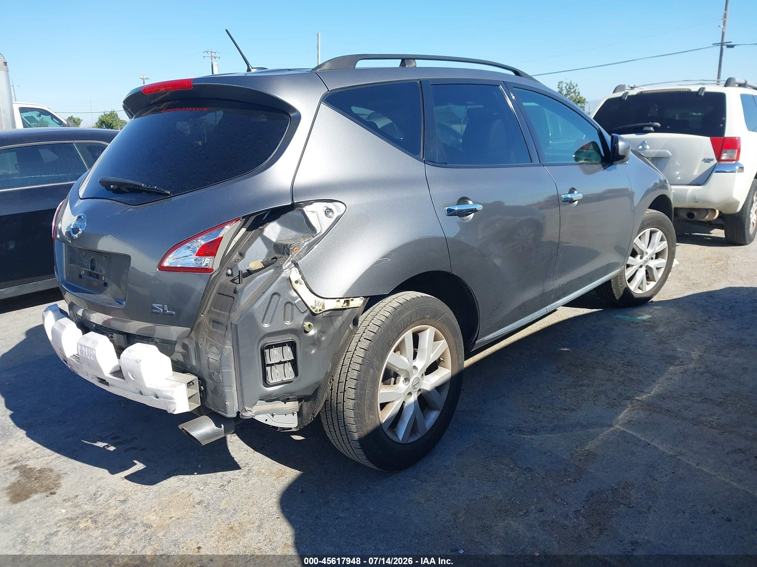 2014 Nissan Murano Sl Серый vin: JN8AZ1MUXEW403120