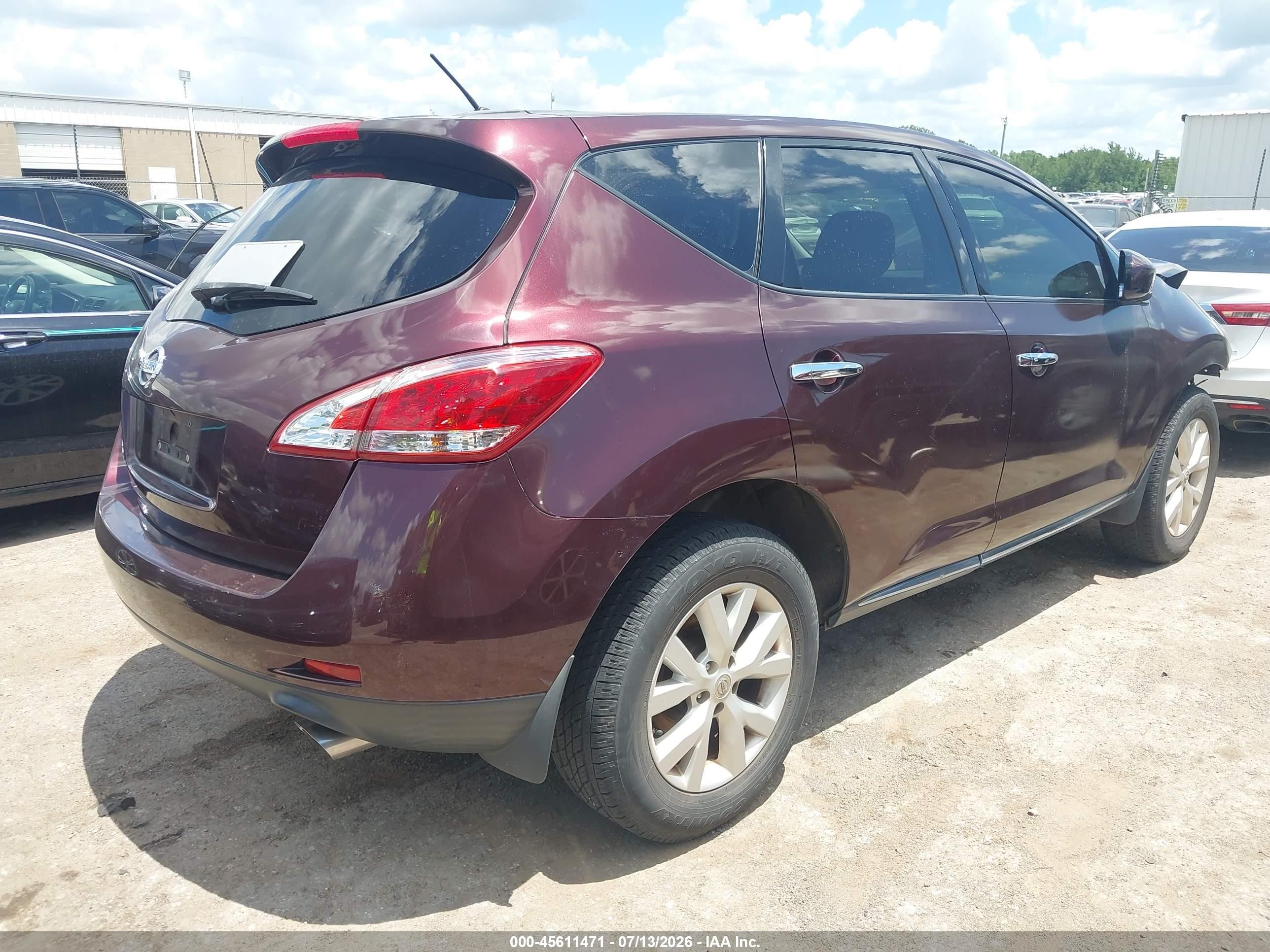2014 Nissan Murano Le/s/sl/sv Темно-бордовый vin: JN8AZ1MUXEW409757