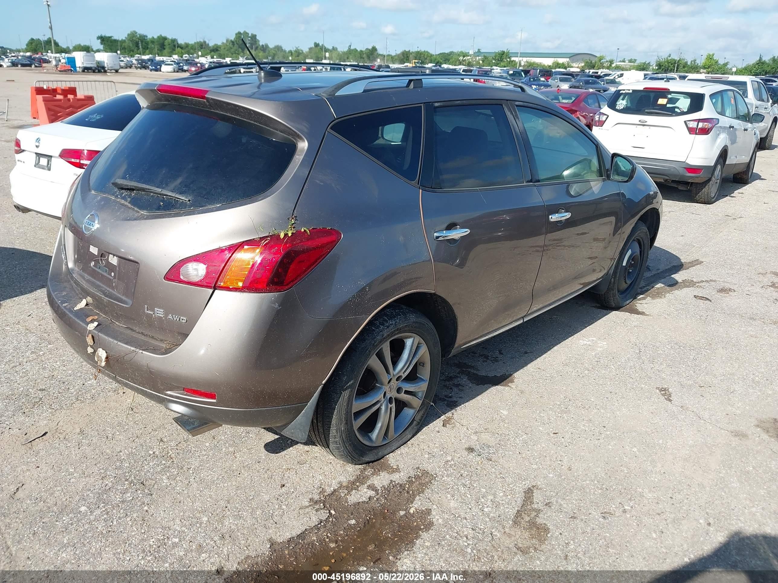2010 Nissan Murano Le Dark Brown vin: JN8AZ1MW0AW129258