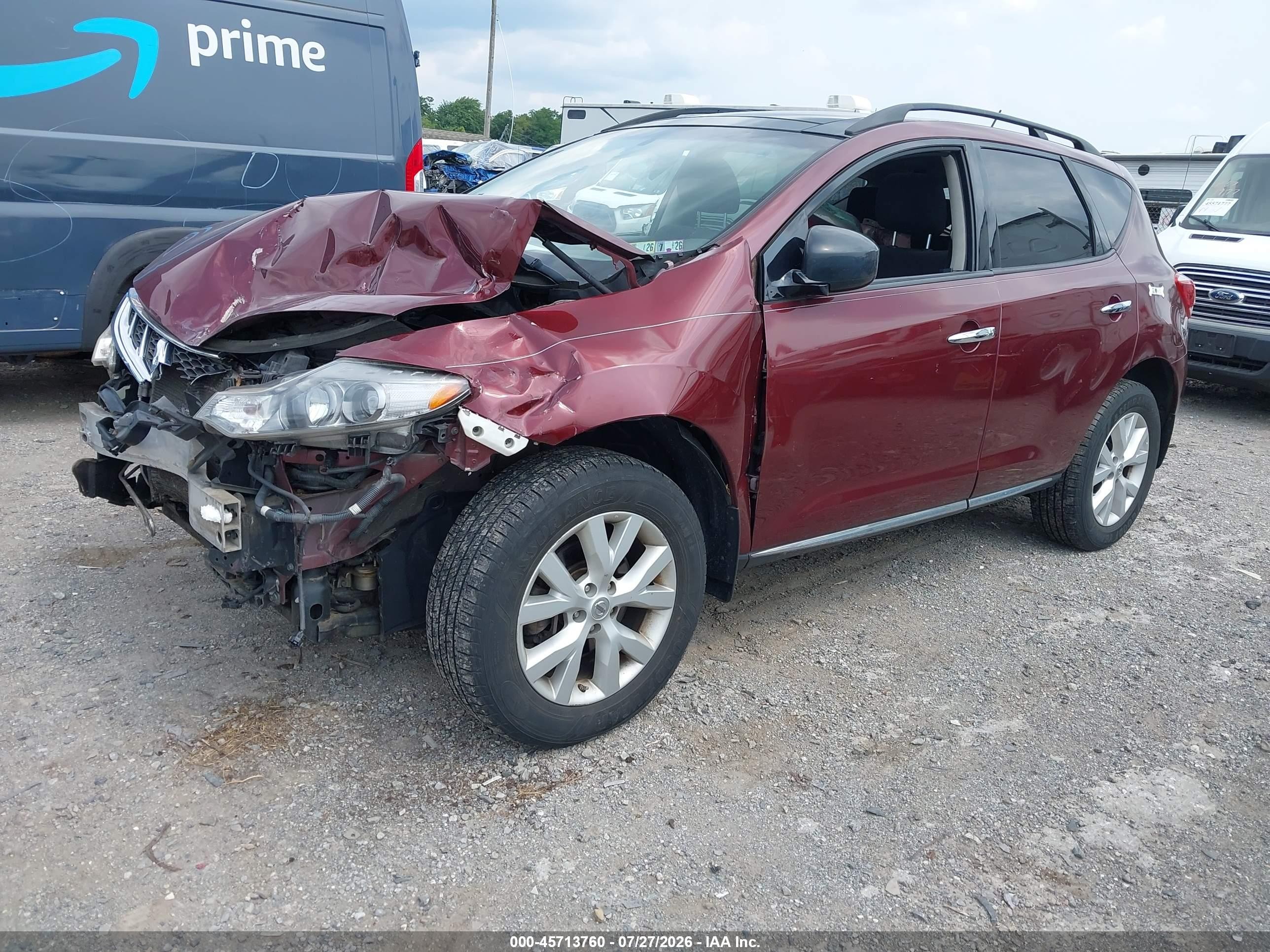 2011 Nissan Murano Sv Burgundy vin: JN8AZ1MW0BW172239