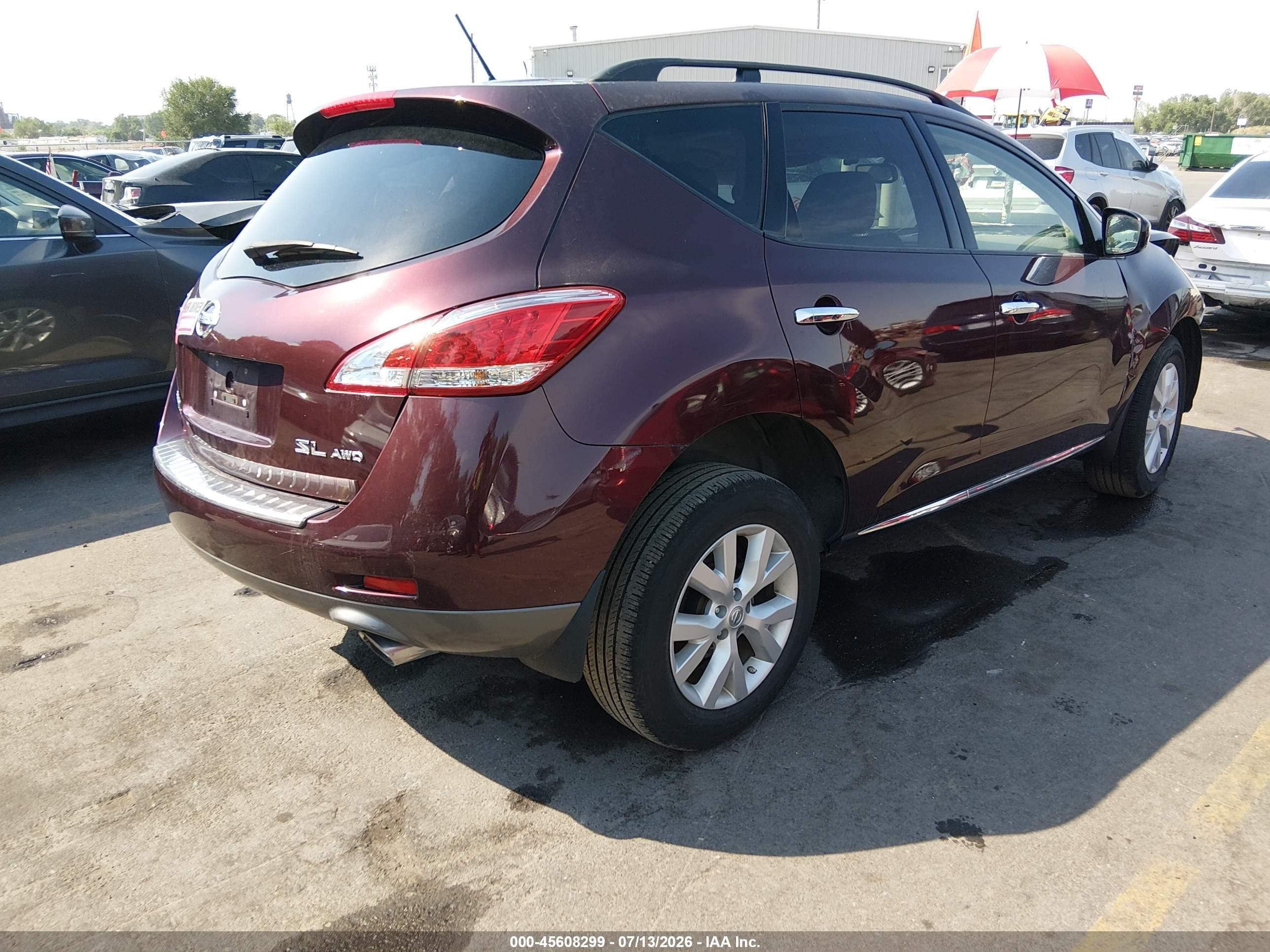 2014 Nissan Murano Sl Бордовый vin: JN8AZ1MW0EW529276
