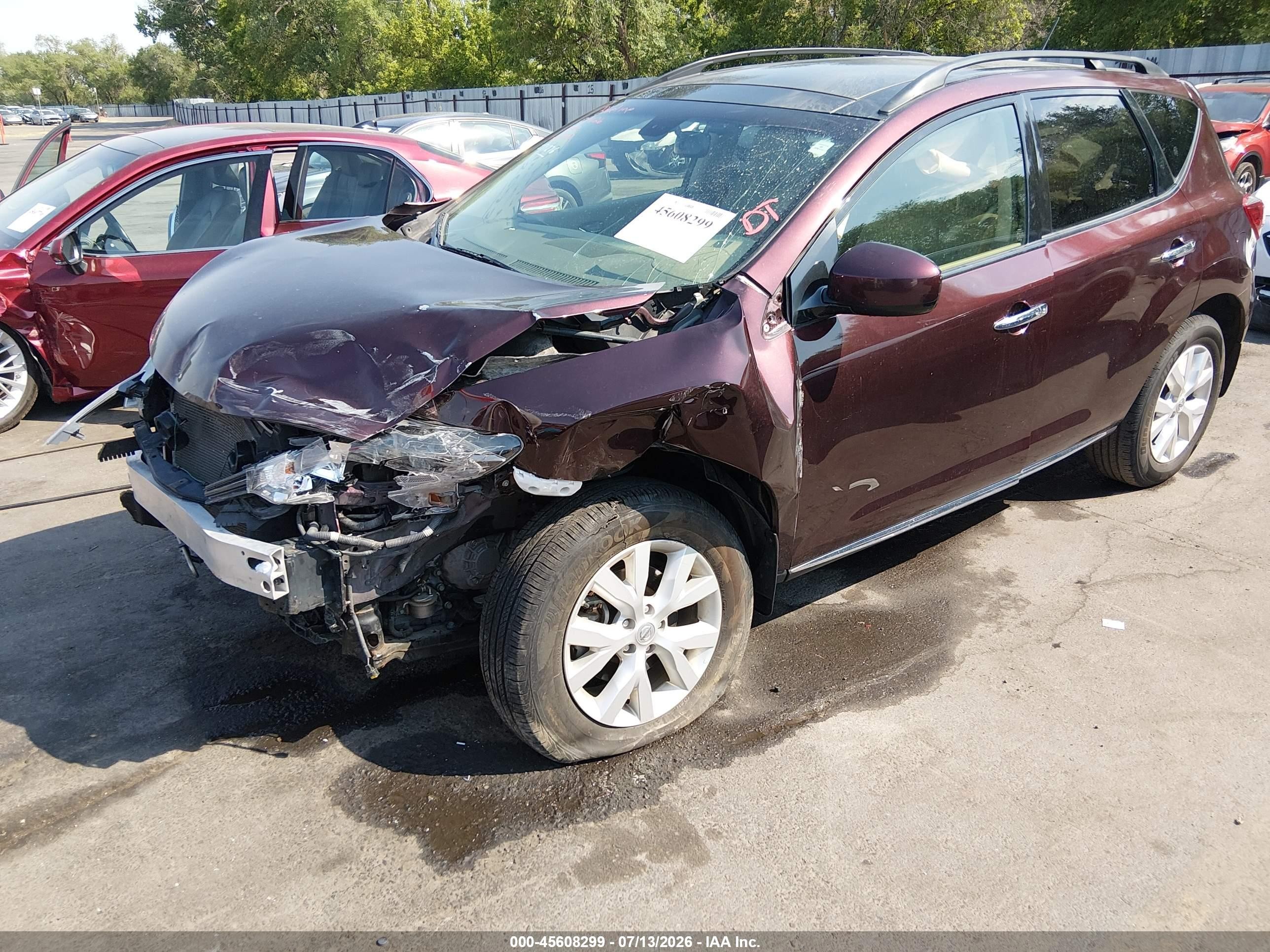 2014 Nissan Murano Sl Бордовый vin: JN8AZ1MW0EW529276