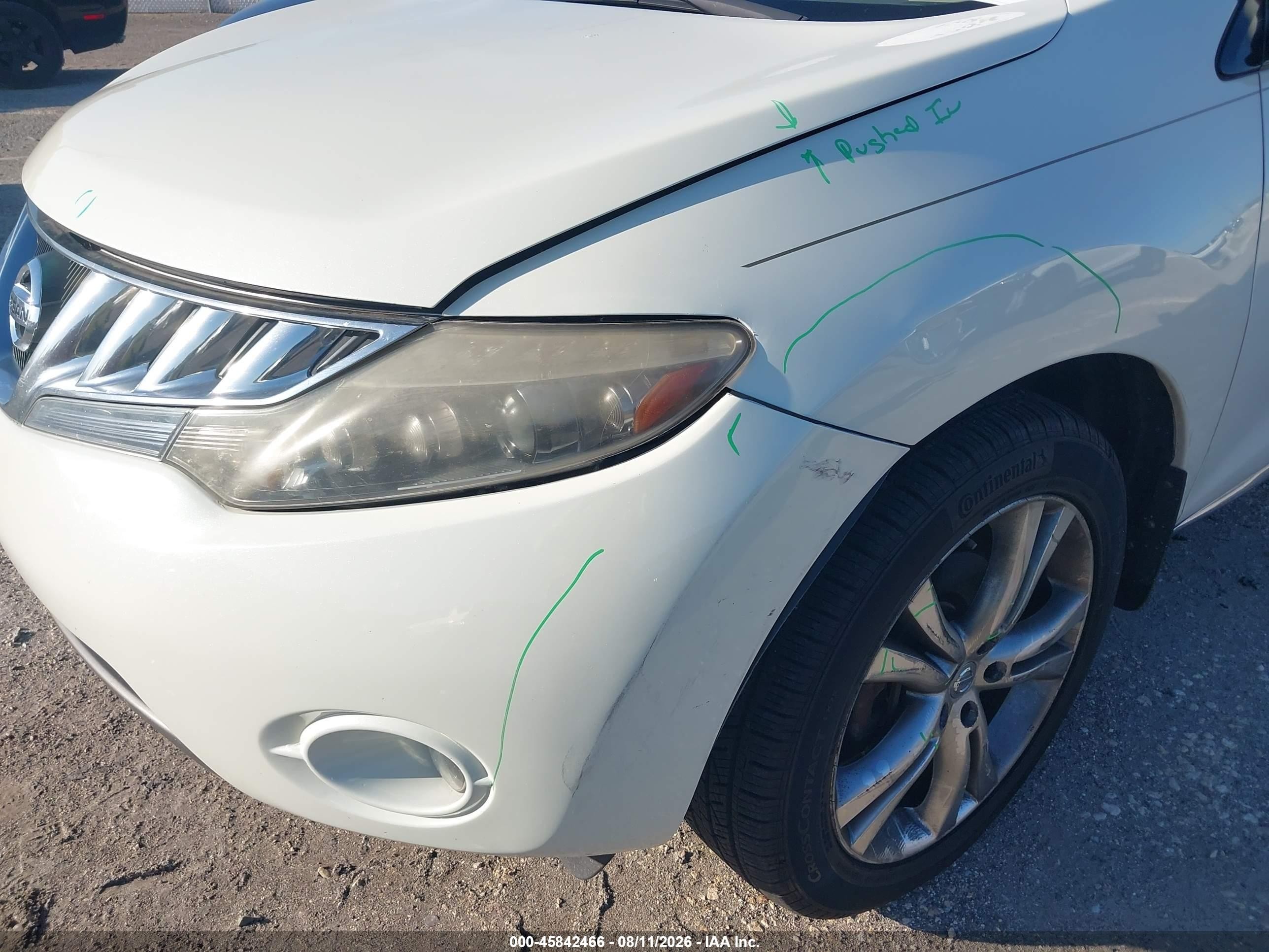 2010 Nissan Murano Le White vin: JN8AZ1MW1AW110170