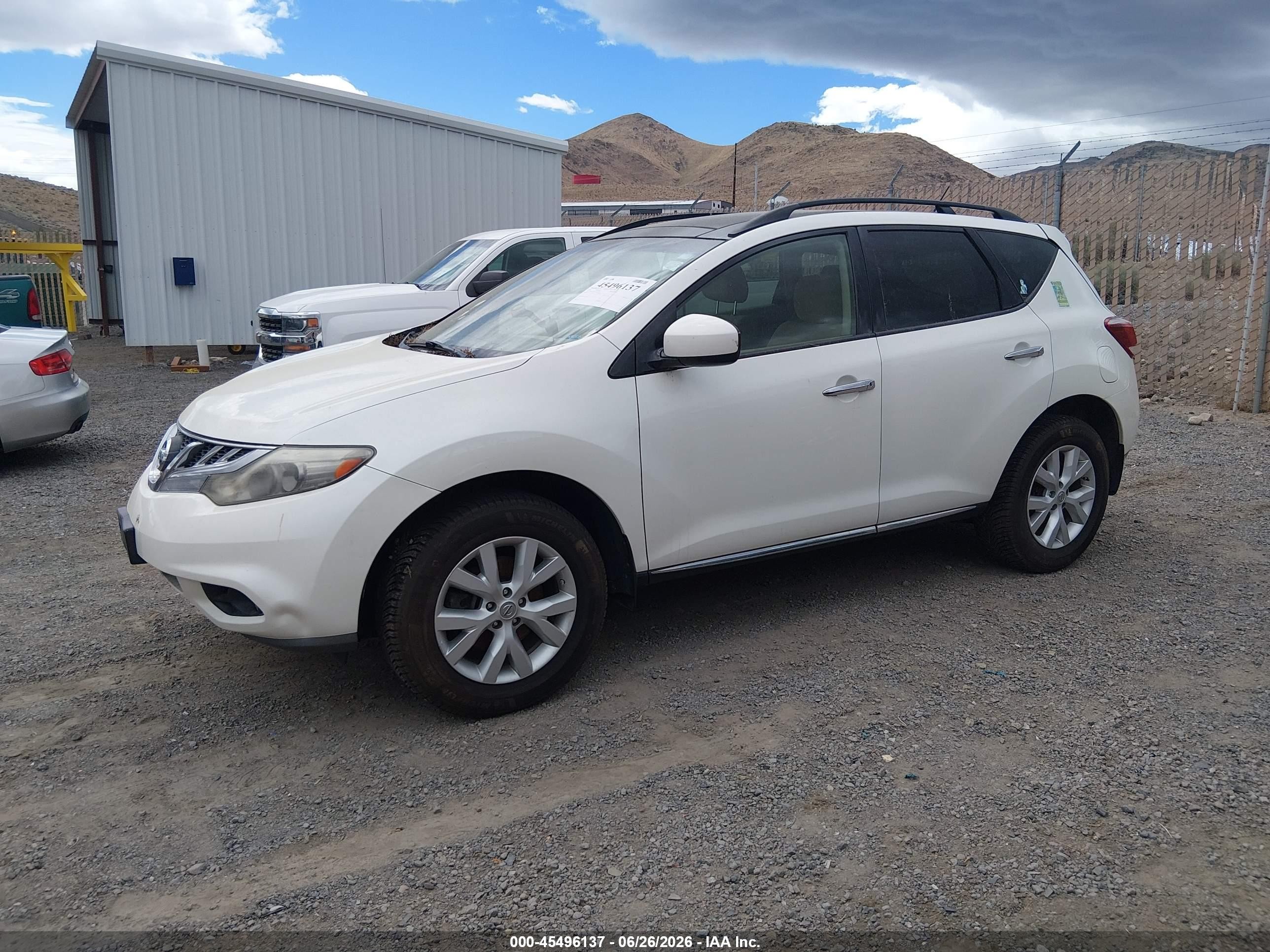 2012 Nissan Murano Sv White vin: JN8AZ1MW1CW226021