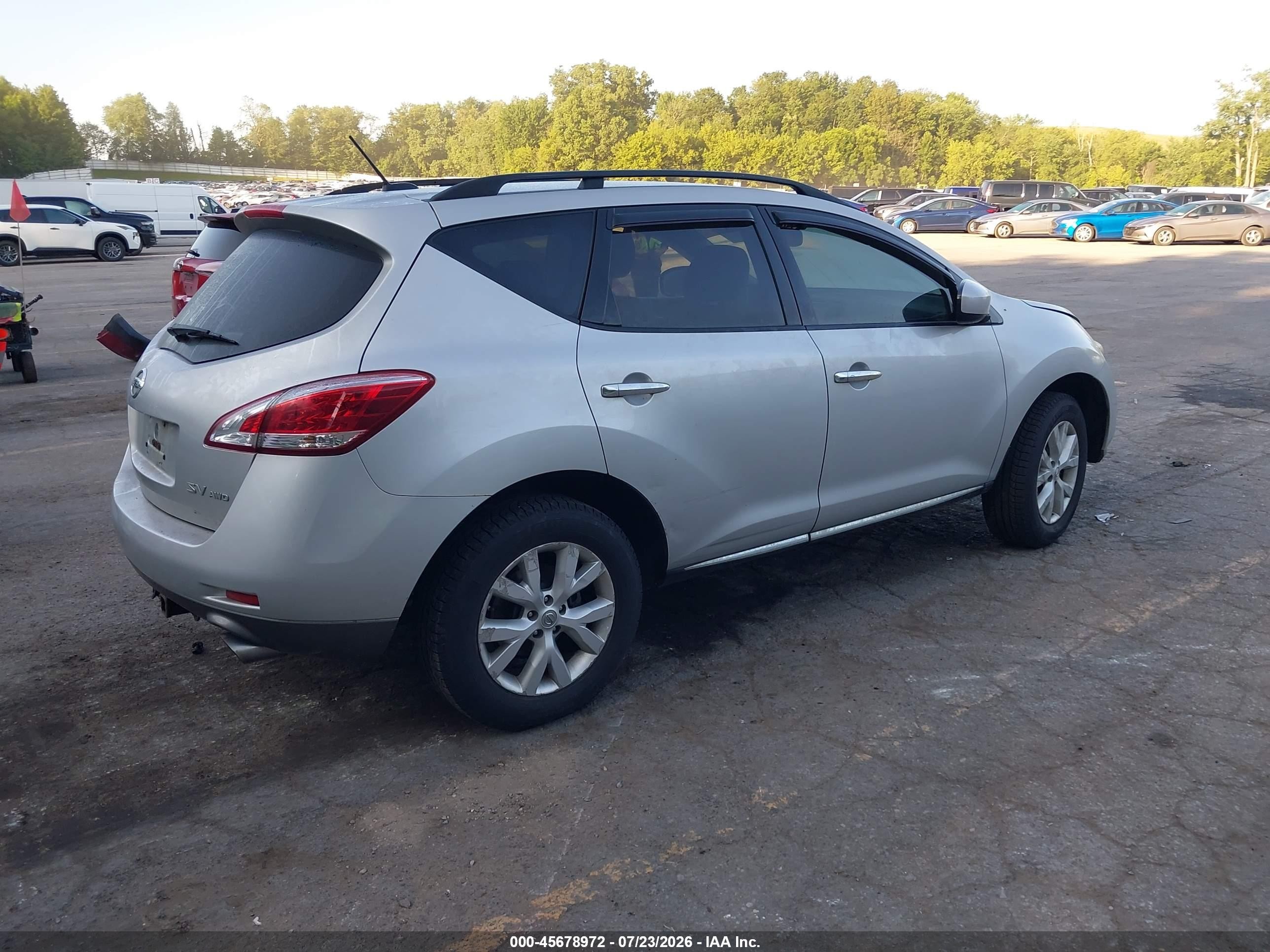 2013 Nissan Murano Sv Silver vin: JN8AZ1MW1DW316495