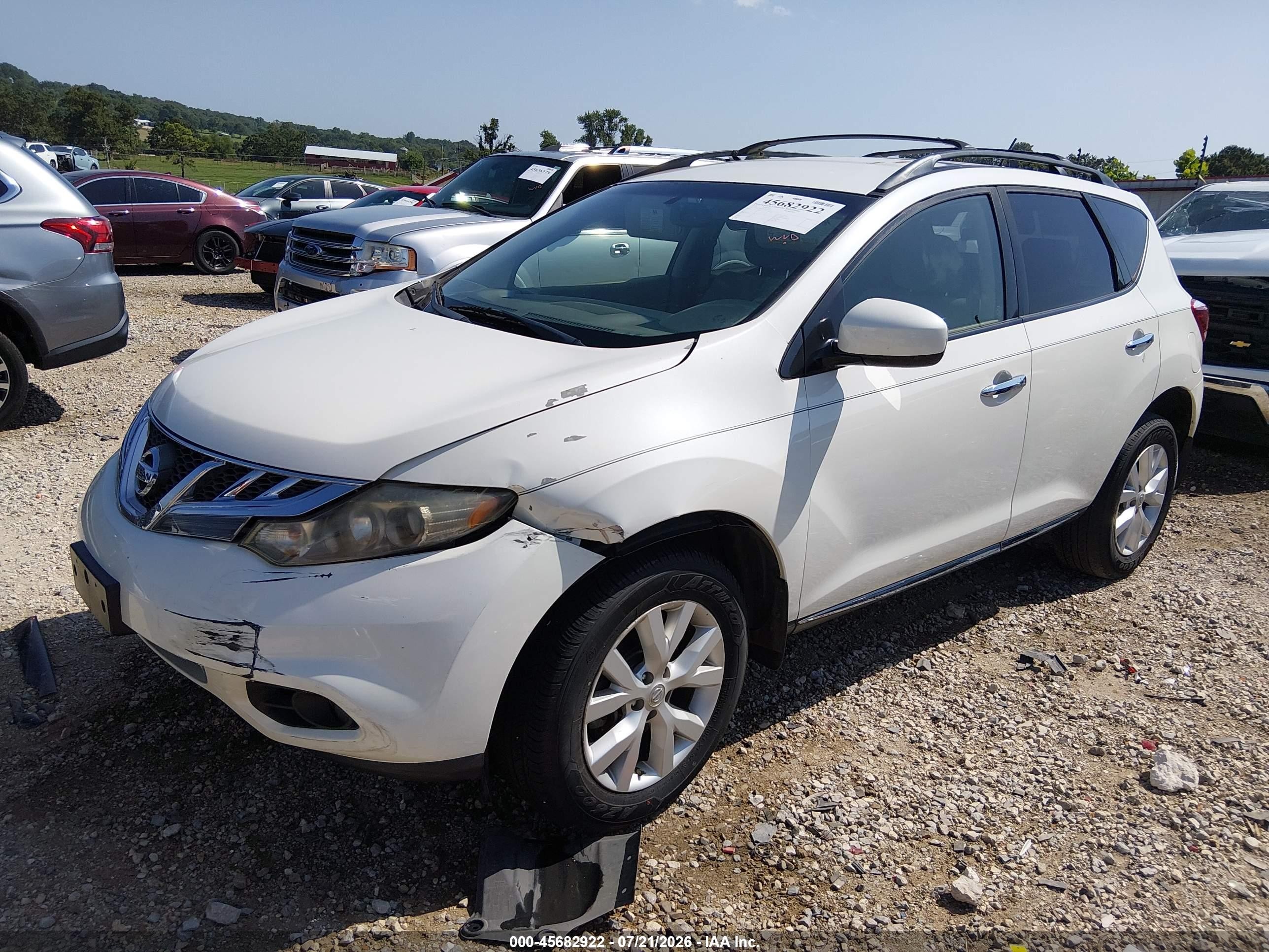 2014 Nissan Murano Sv White vin: JN8AZ1MW1EW521168