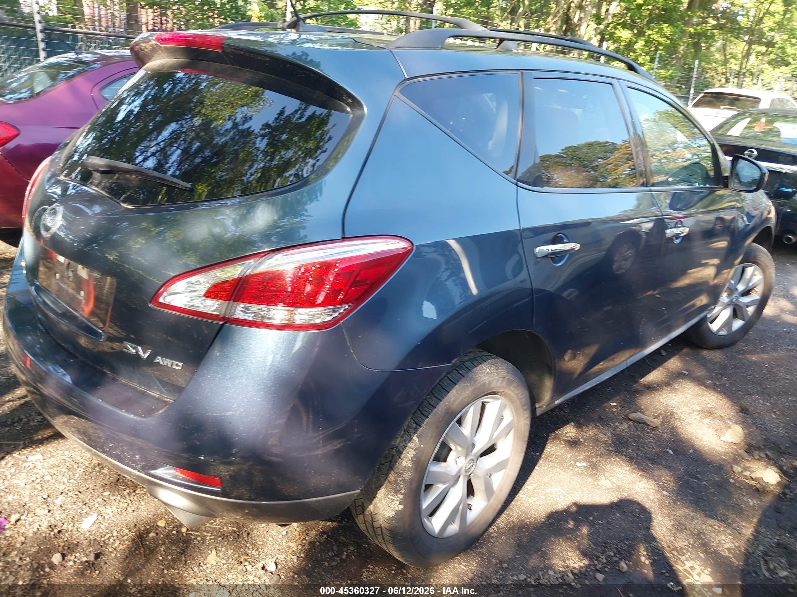 2012 Nissan Murano Sv Синий vin: JN8AZ1MW2CW205209