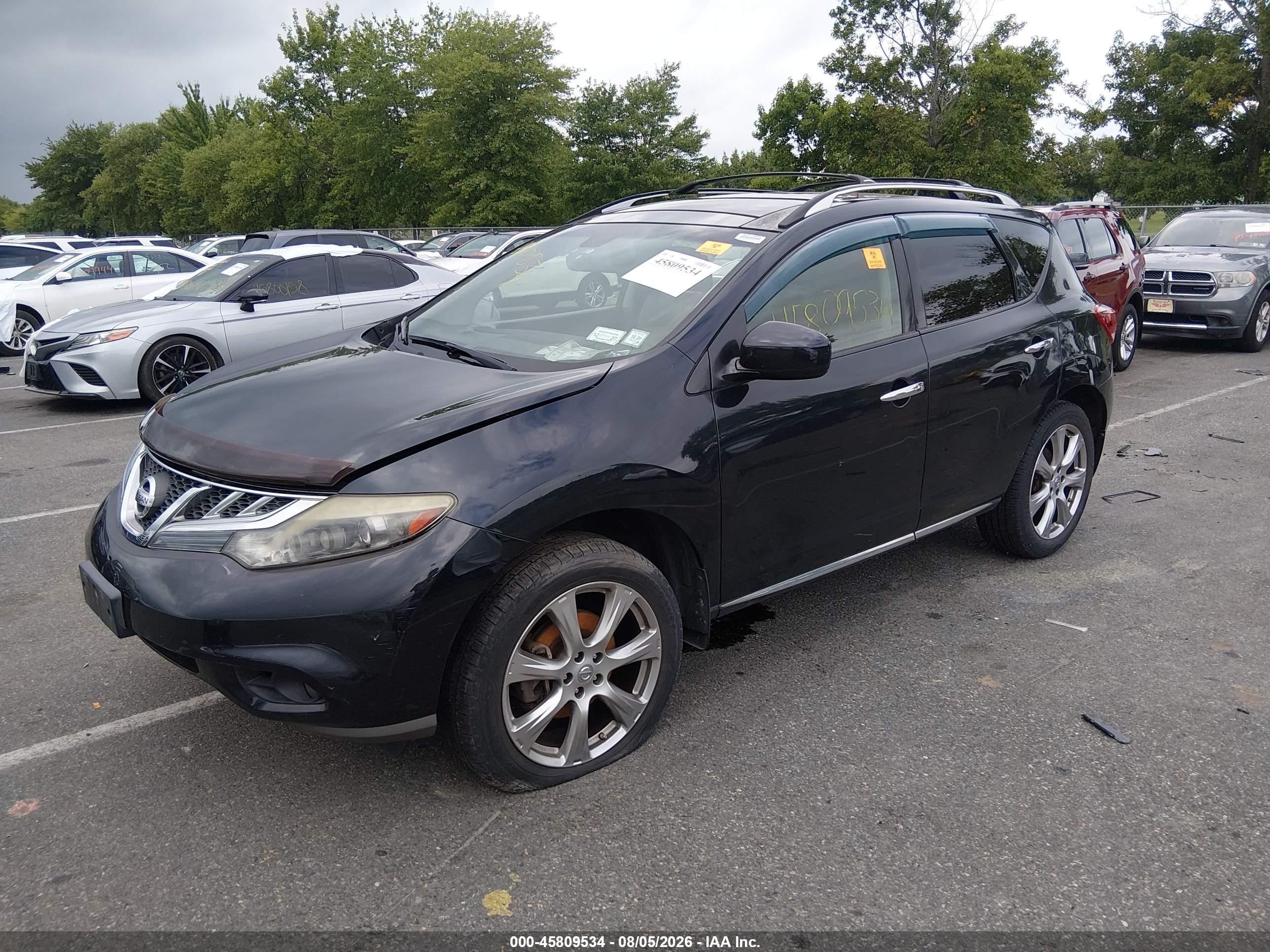 2012 Nissan Murano Le Черный vin: JN8AZ1MW2CW208742