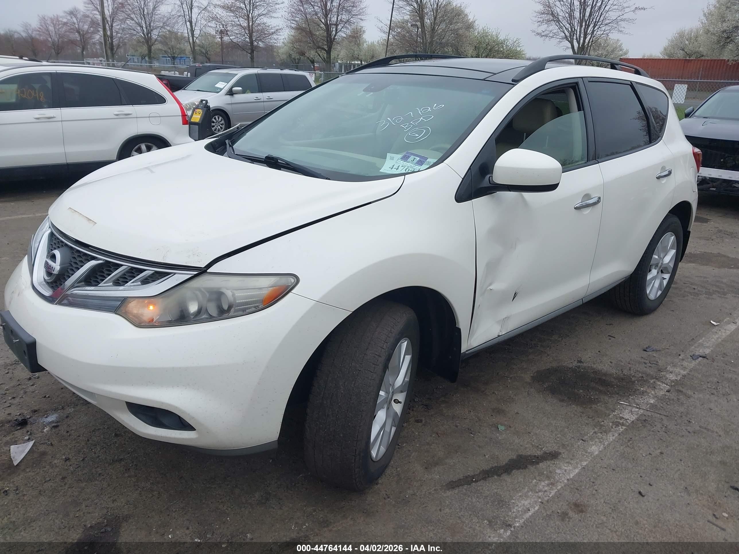 2012 Nissan Murano Sl Белый vin: JN8AZ1MW2CW223614