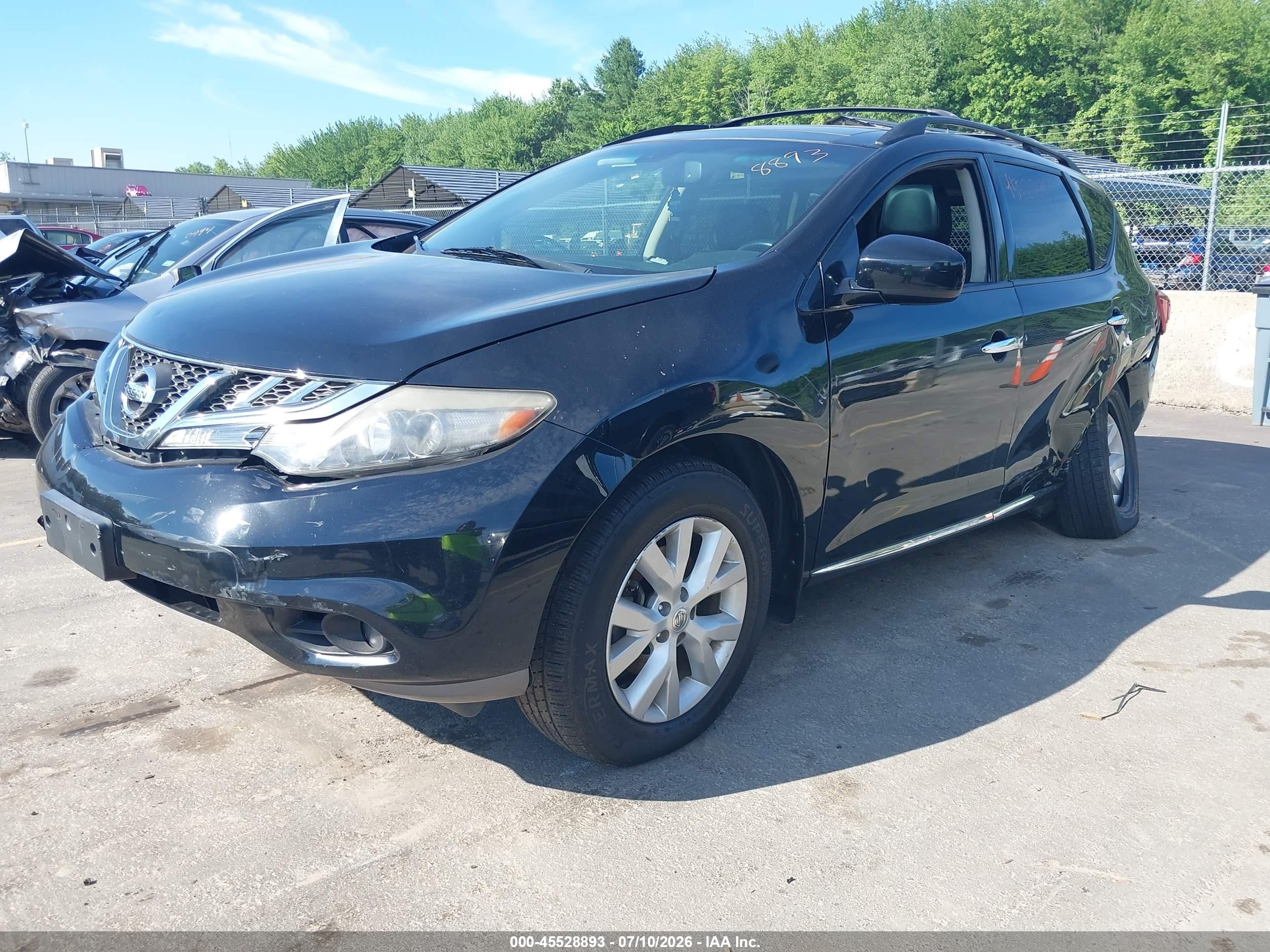 2012 Nissan Murano Sl Black vin: JN8AZ1MW2CW240154