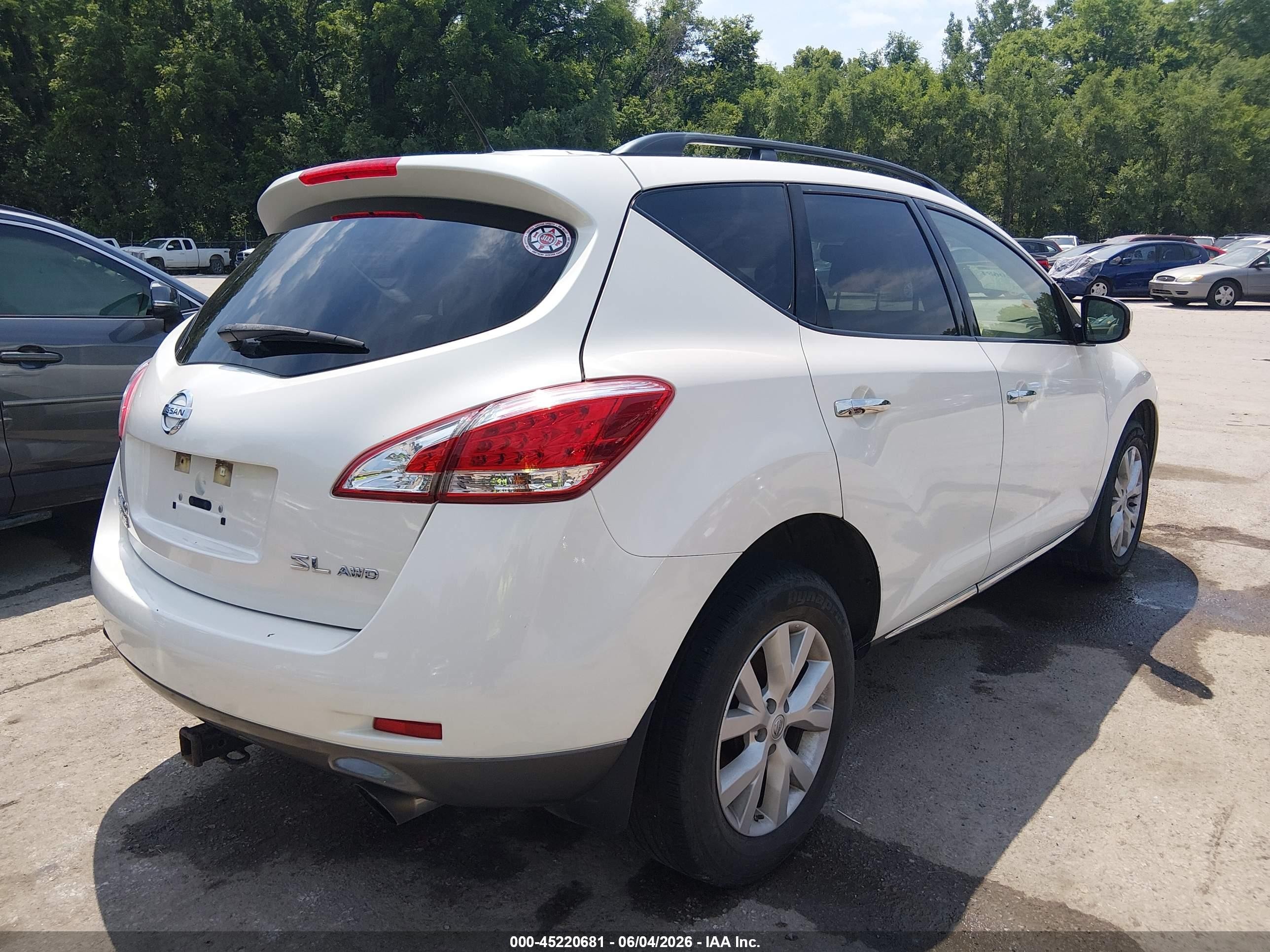 2014 Nissan Murano Sl White vin: JN8AZ1MW2EW510938