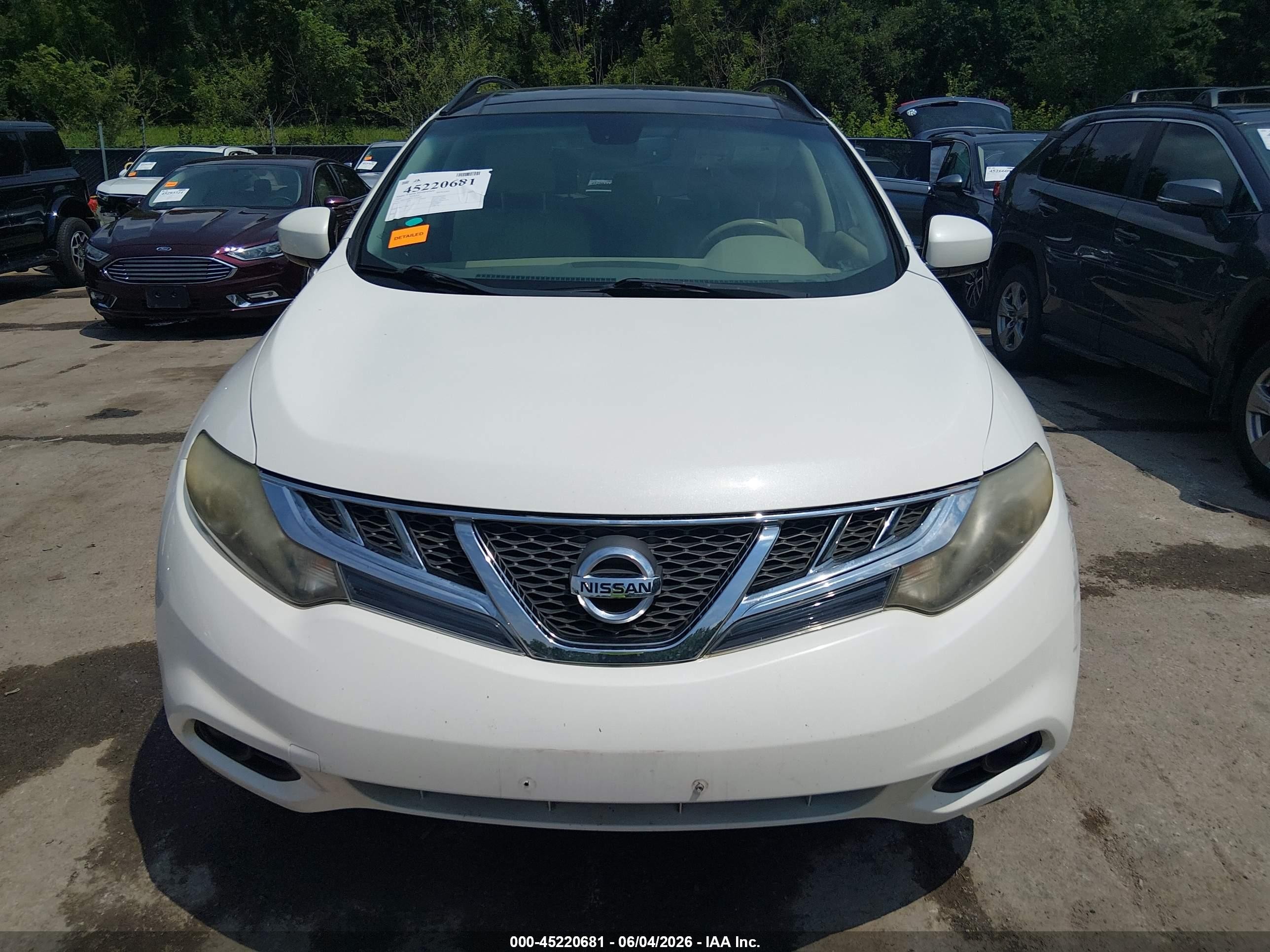 2014 Nissan Murano Sl White vin: JN8AZ1MW2EW510938