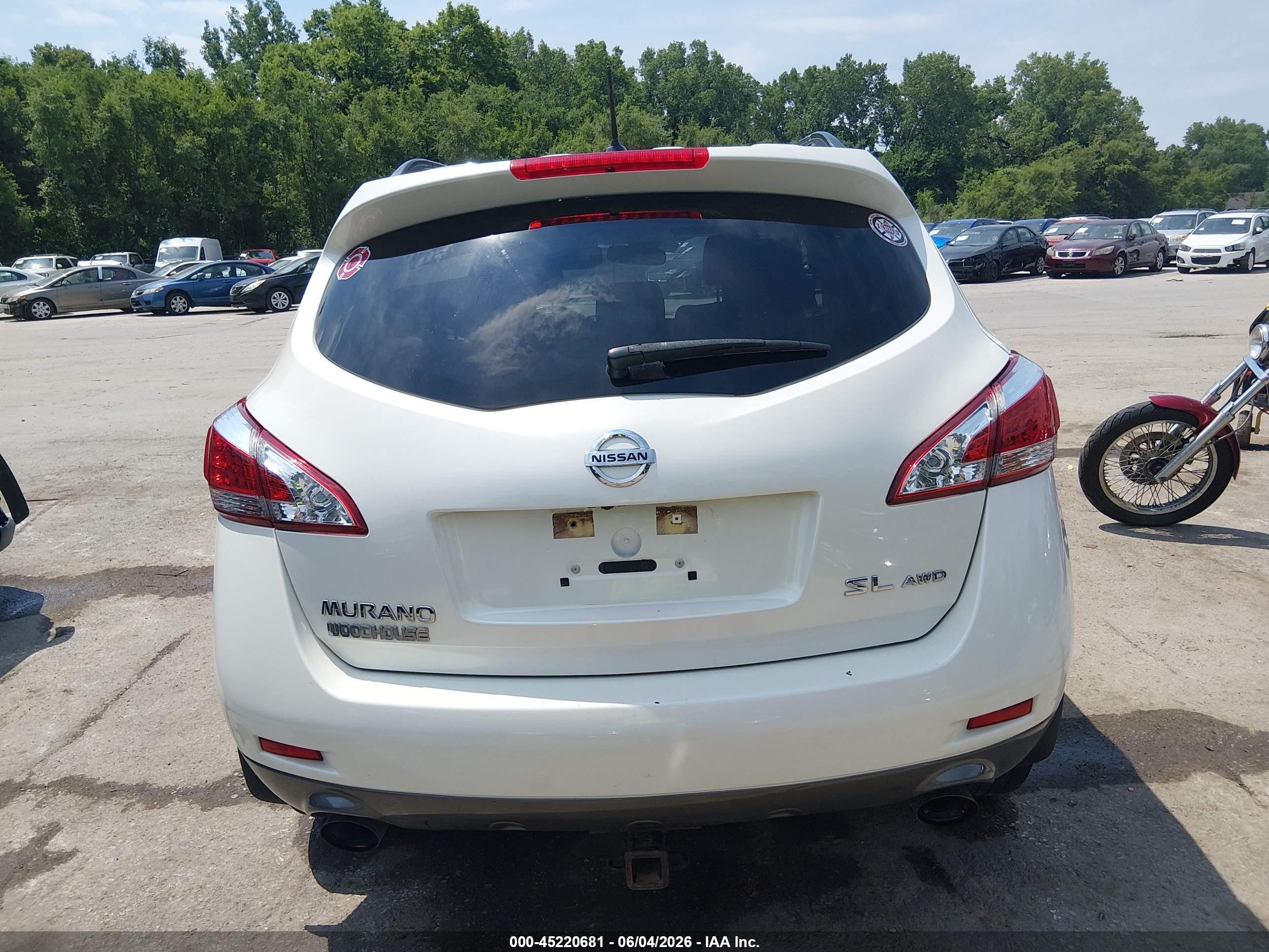 2014 Nissan Murano Sl White vin: JN8AZ1MW2EW510938